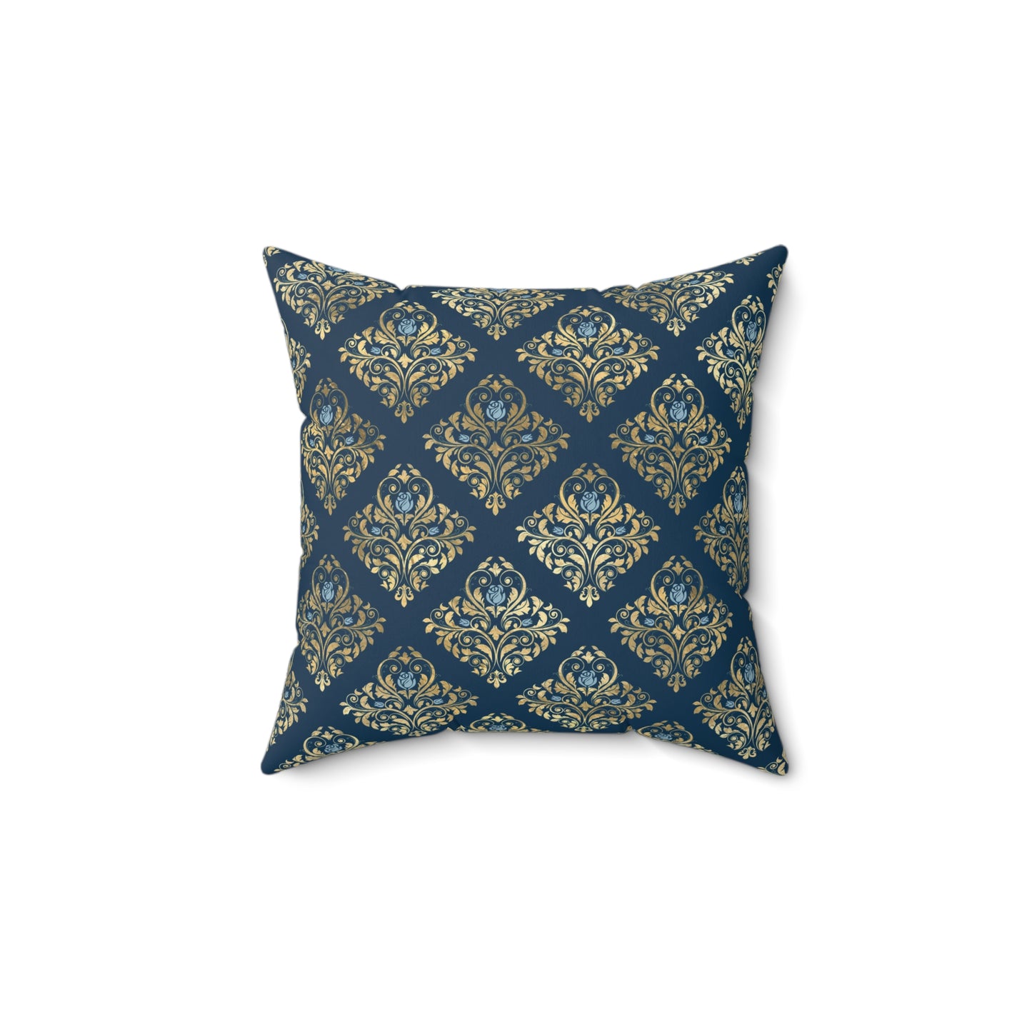 Blue and Gold Paris Pattern 8 - Faux Suede Square Pillow