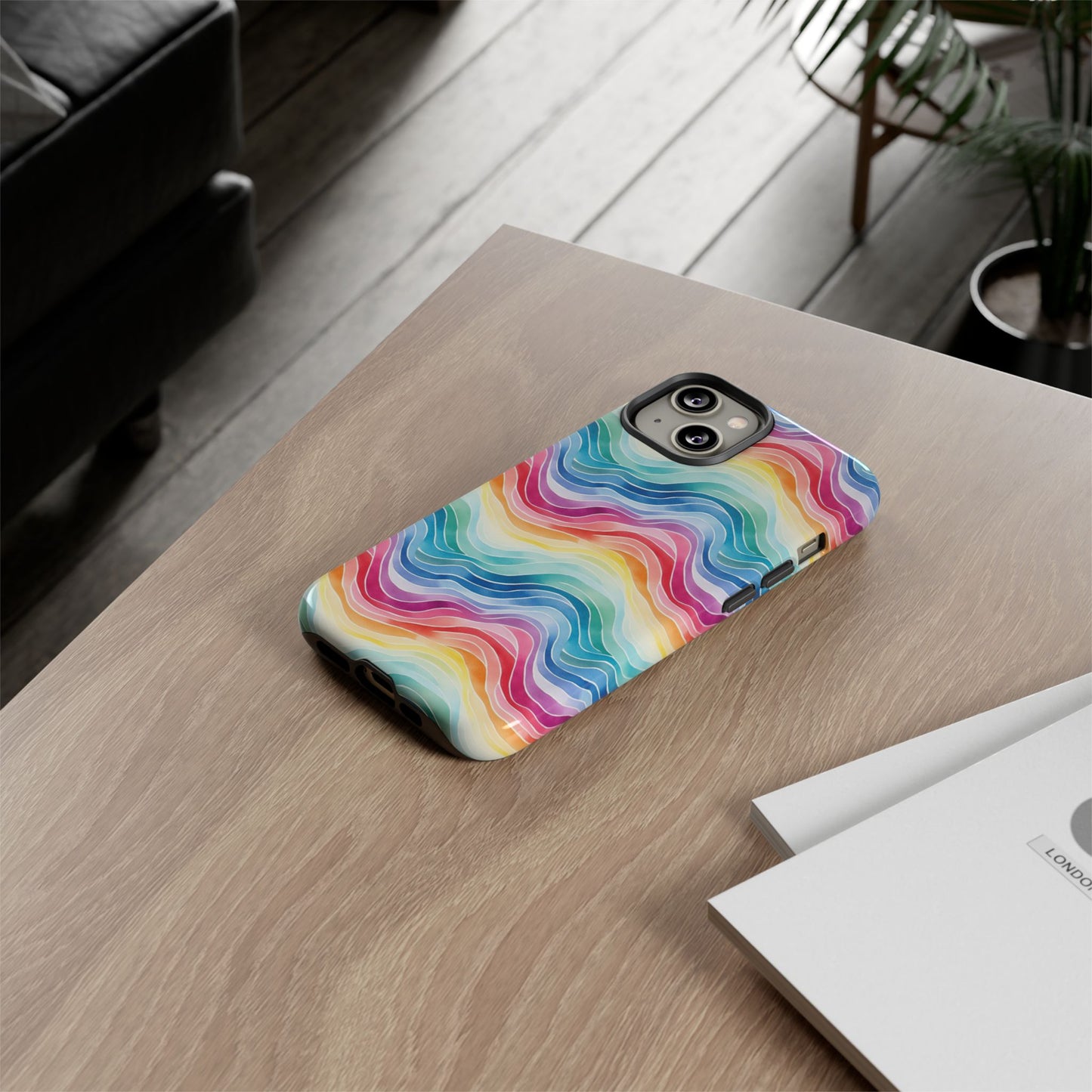 iPhone 14, 1Phone 14 Pro, iPhone 14 Plus, iPhone 14 Pro Max - Rainbow Wave - Tough Phone Cases