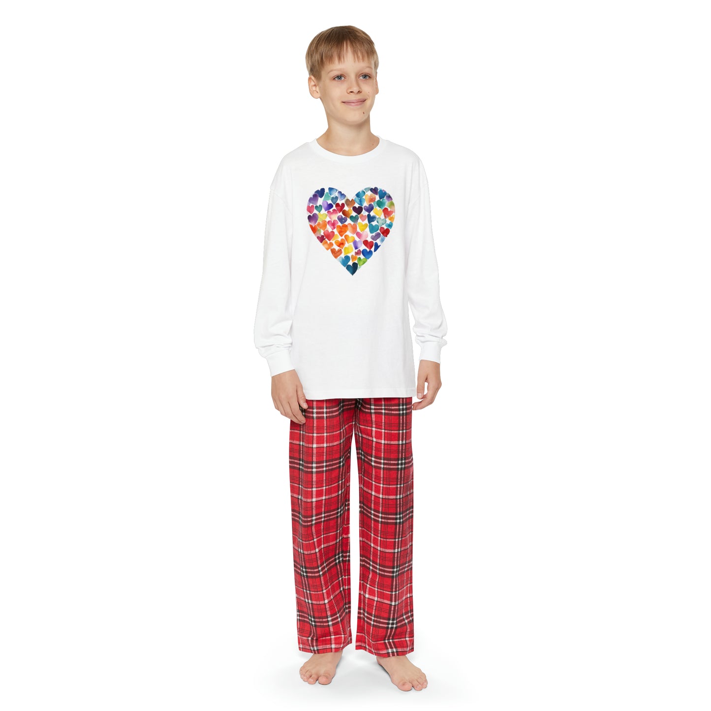 Heart of Hearts - Watercolor - Rainbow - Multicolor - Youth Long Sleeve Pajama Set