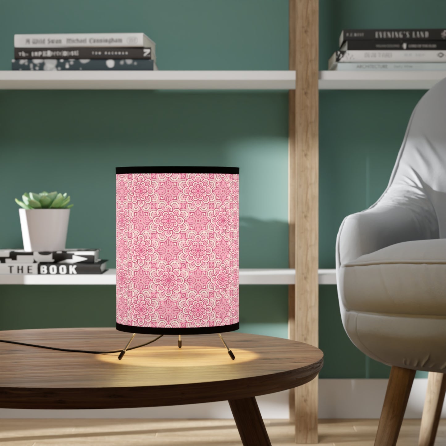 Pink Mandalas - Tripod Lamp with High-Res Printed Shade, US\CA plug