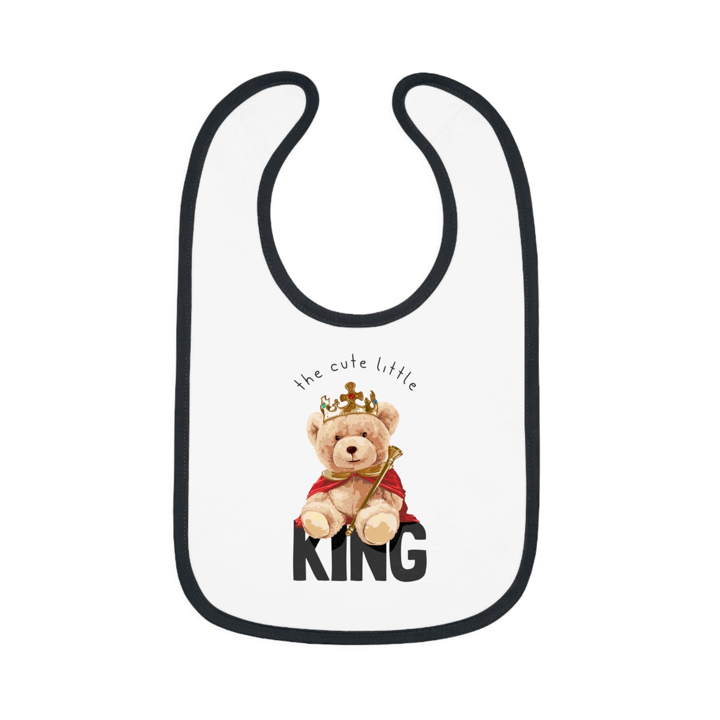 Cute Little King - Baby Contrast Trim Jersey Bib