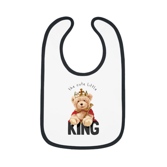 Cute Little King - Baby Contrast Trim Jersey Bib
