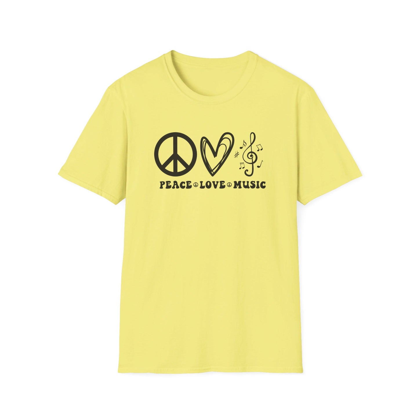 Peace, Love, Music - Unisex Softstyle T-Shirt