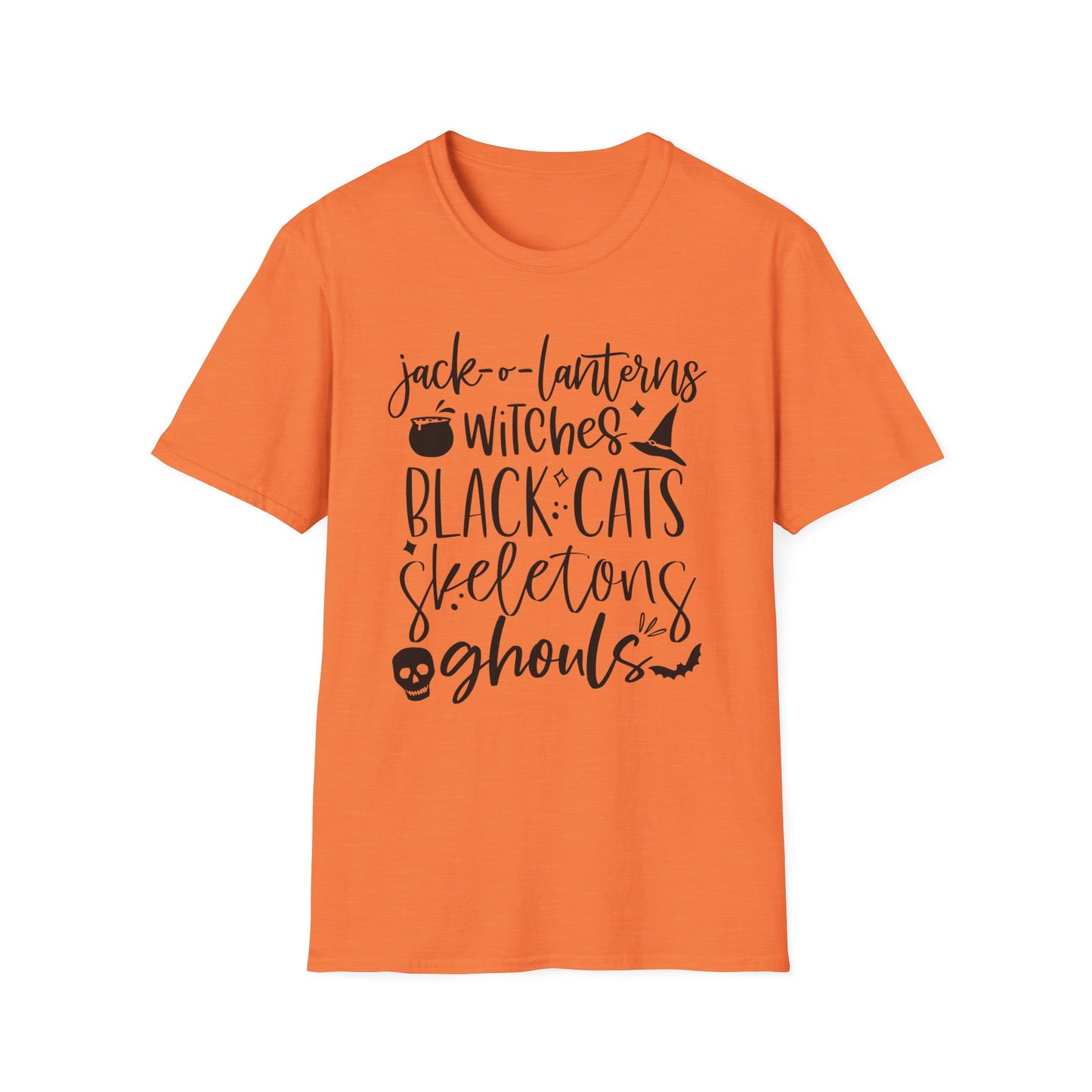 Halloween - Trick or Treat - Ghouls - Black Cat - Pumpkin - Witches - Skeletons - Unisex Softstyle T-Shirt
