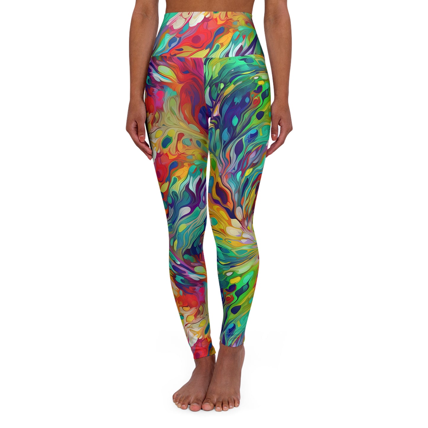 Vibrant Abstract Multicolor - High Waisted Yoga Leggings