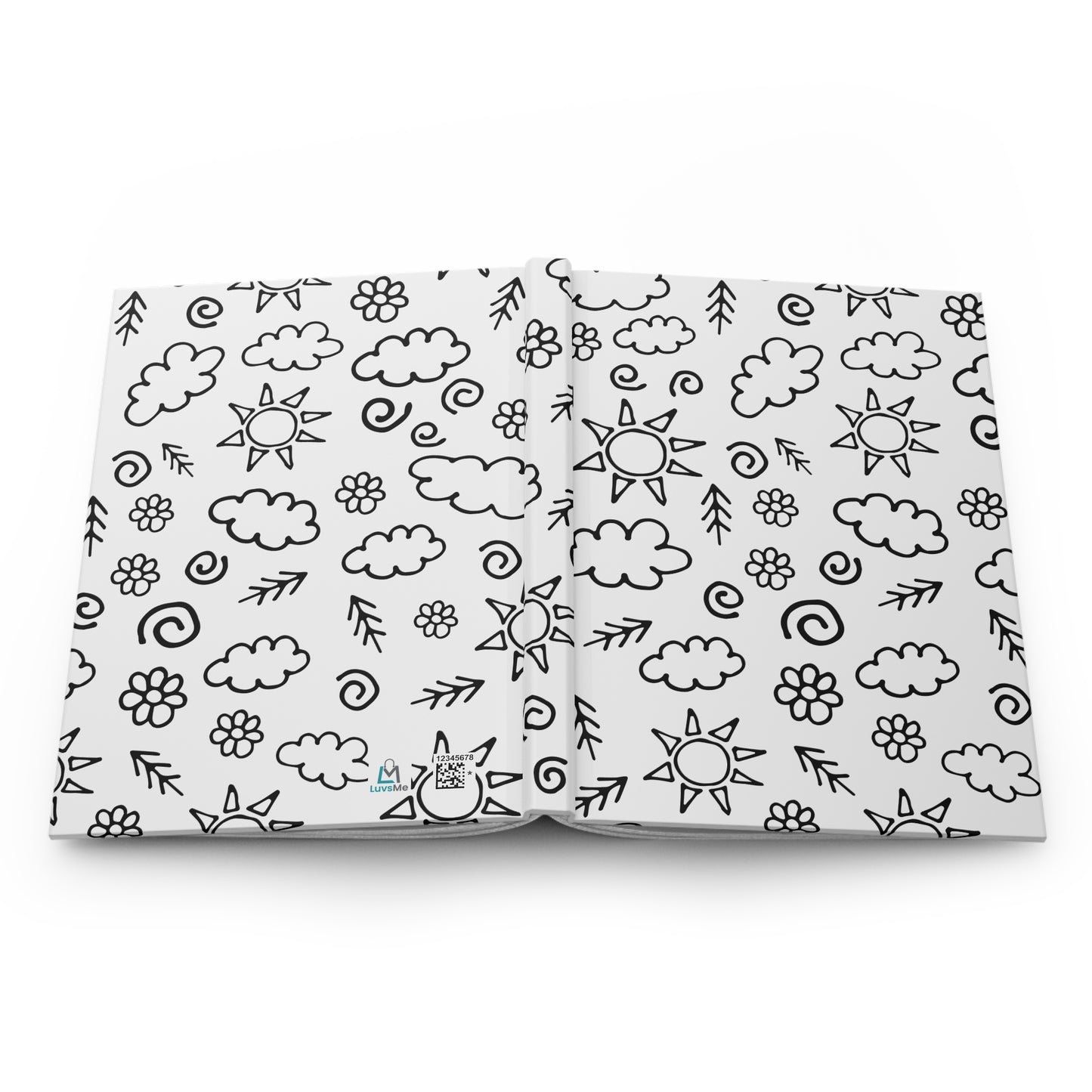 Beautiful Everyday Journaling  - Black and White Doodles - Sunshine, Flowers, and Clouds - Hardcover Journal Matte