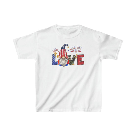 LOVE Gnomes - 4th of July - Independence Day Gnomes - Kids Heavy Cotton Tee