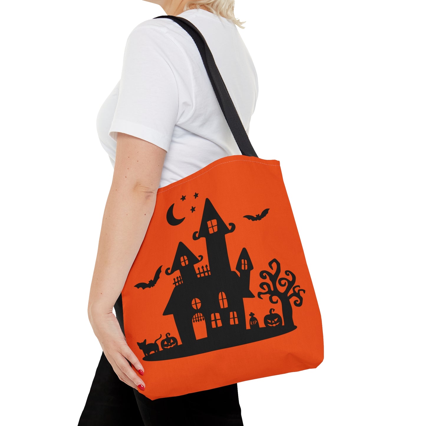 Halloween - Spooky Castle - Witch - Bats - Pumpkin - Cat - Practical. high-quality Tote Bag