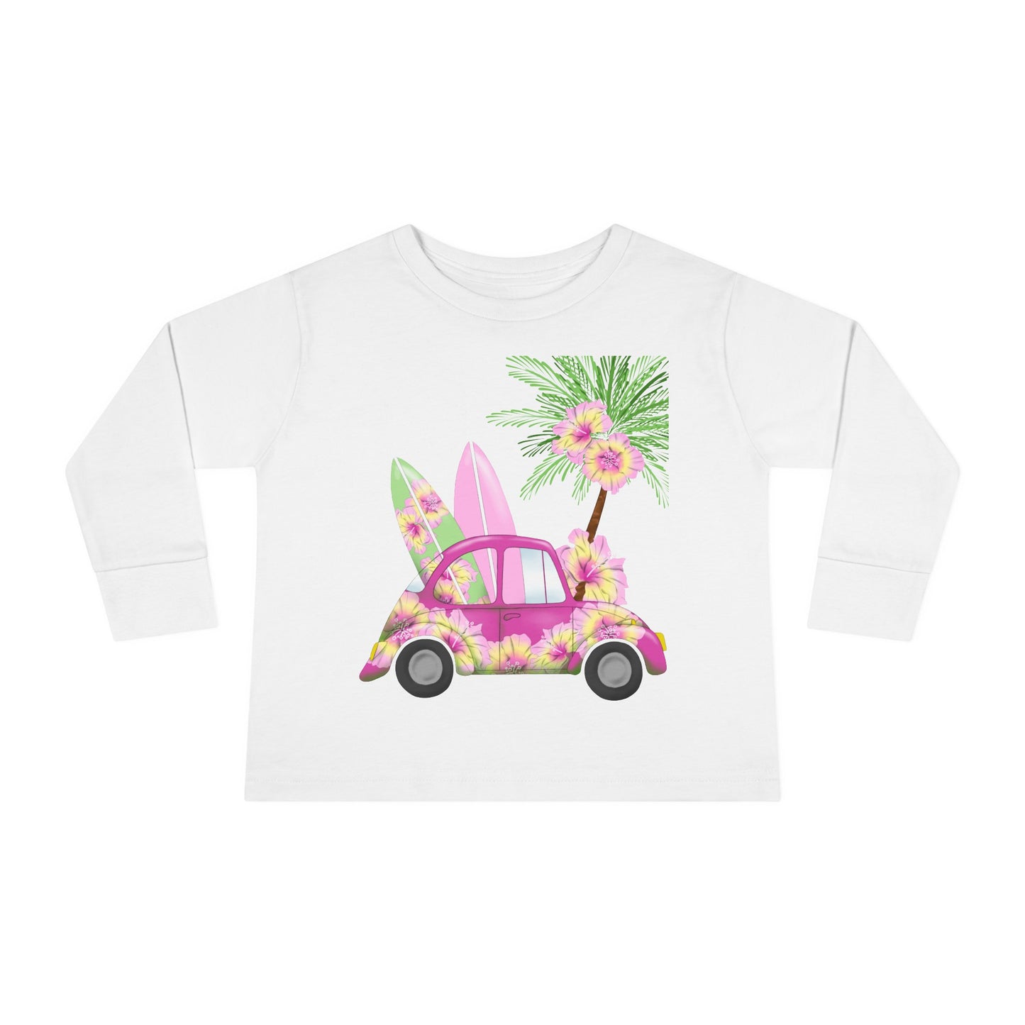 Surf's Up Pink - Toddler Long Sleeve Tee