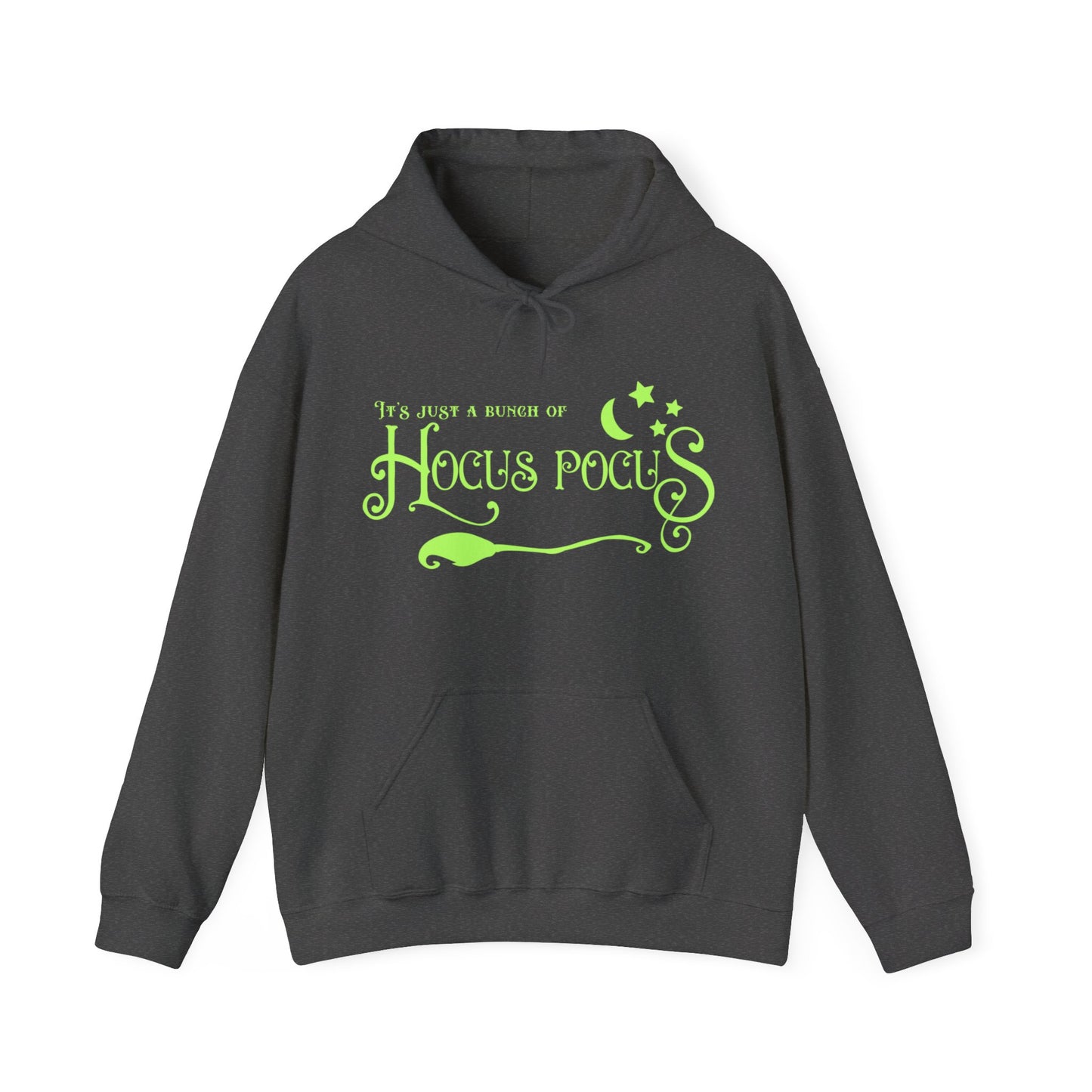 Halloween - It's Just a Bunch of Hocus Pocus - Witch - Broom - Stars - Moon - Unisex Heavy Blend™ Hooded Sweatshirt