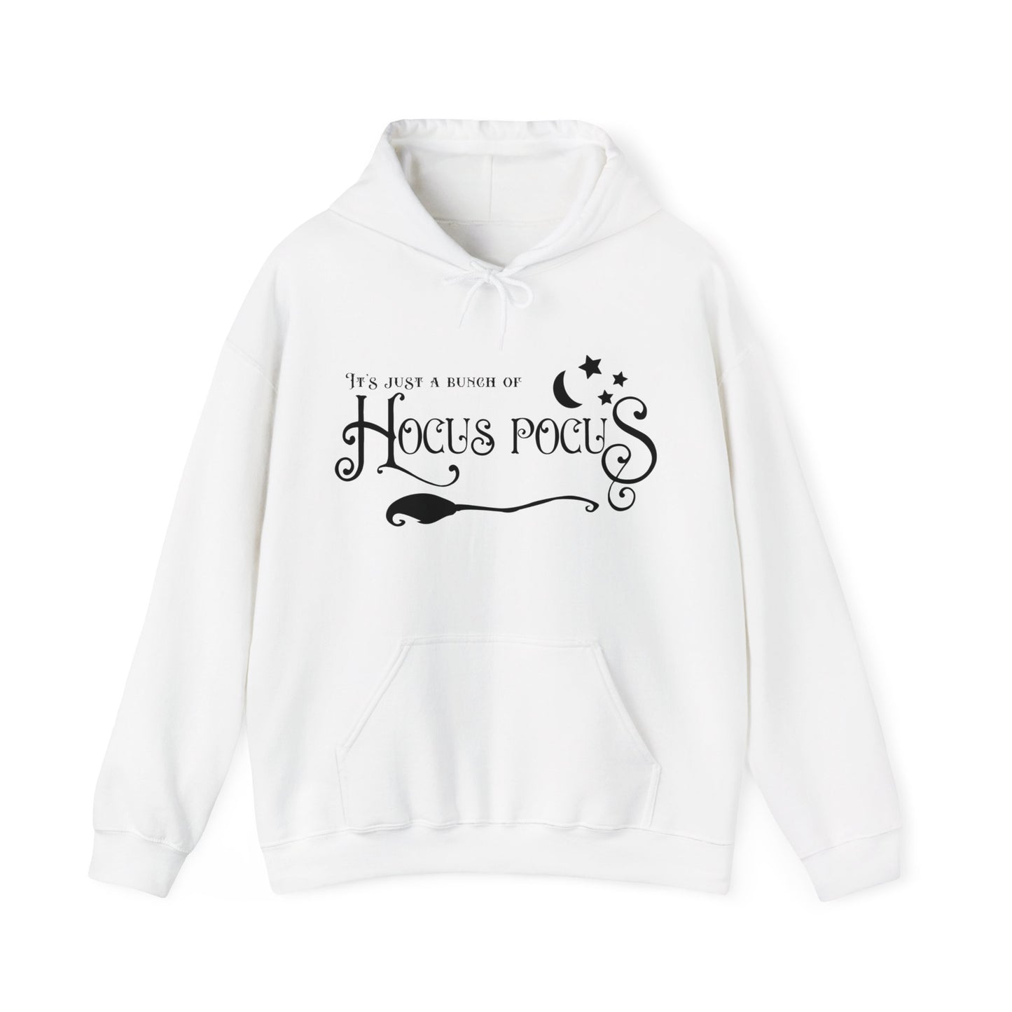Halloween - It's Just a Bunch of Hocus Pocus - Witch - Broom - Stars - Moon - Unisex Heavy Blend™ Hooded Sweatshirt