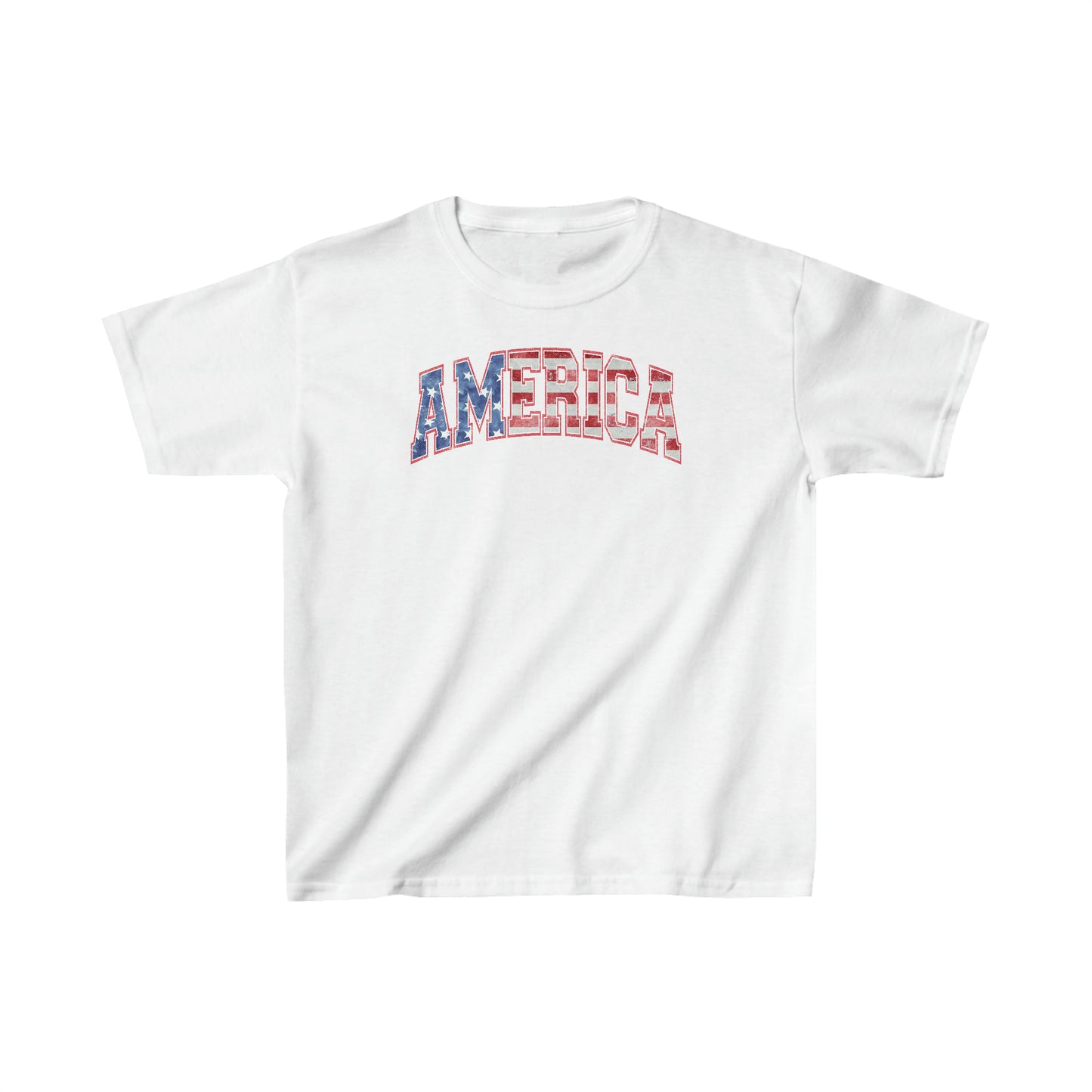 AMERICA - Red, White, and Blue - American Flag - 4th of July - Independence Day - Kids Heavy Cotton Tee