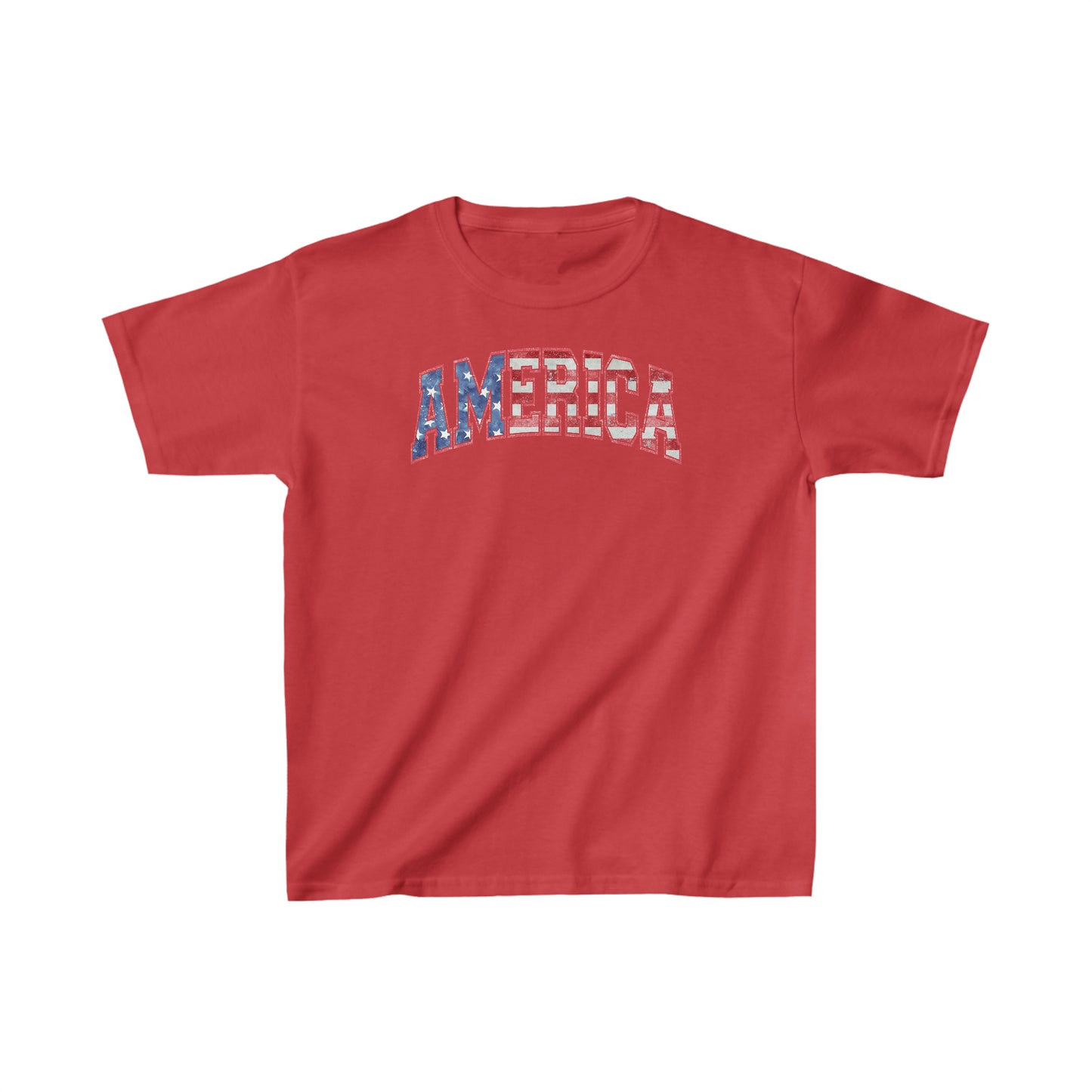 AMERICA - Red, White, and Blue - American Flag - 4th of July - Independence Day - Kids Heavy Cotton Tee