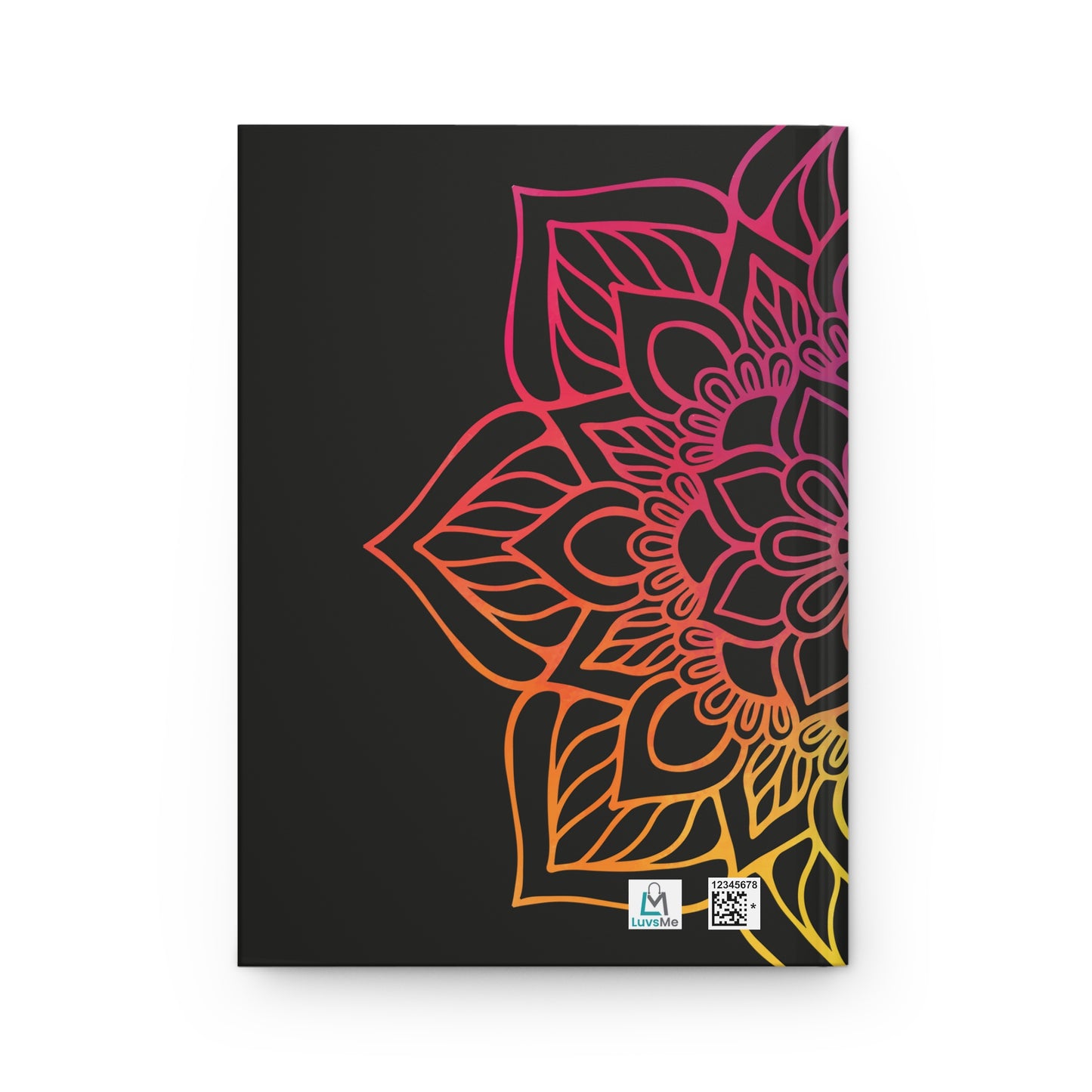 Rainbow Mandala - Breathe - Black - Hardcover Lined Journal Matte