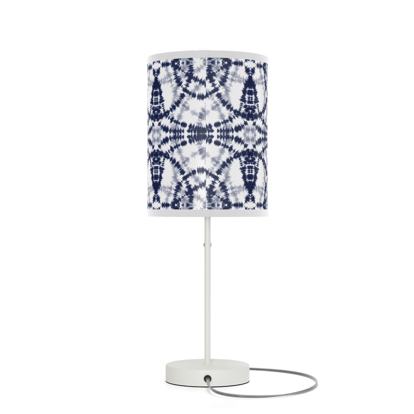 White and Navy Batik - Lamp on a Stand, US|CA plug