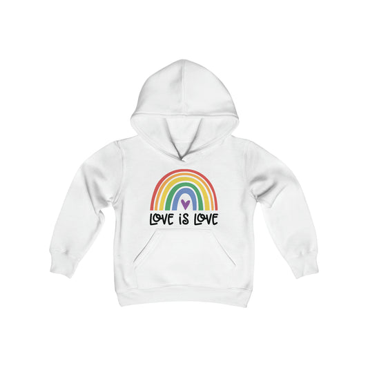 Love is Love - Boho Rainbow - PRIDE - LGBTQ - Self Love - Self Acceptance - Love Equality - Youth Heavy Blend Hooded Sweatshirt