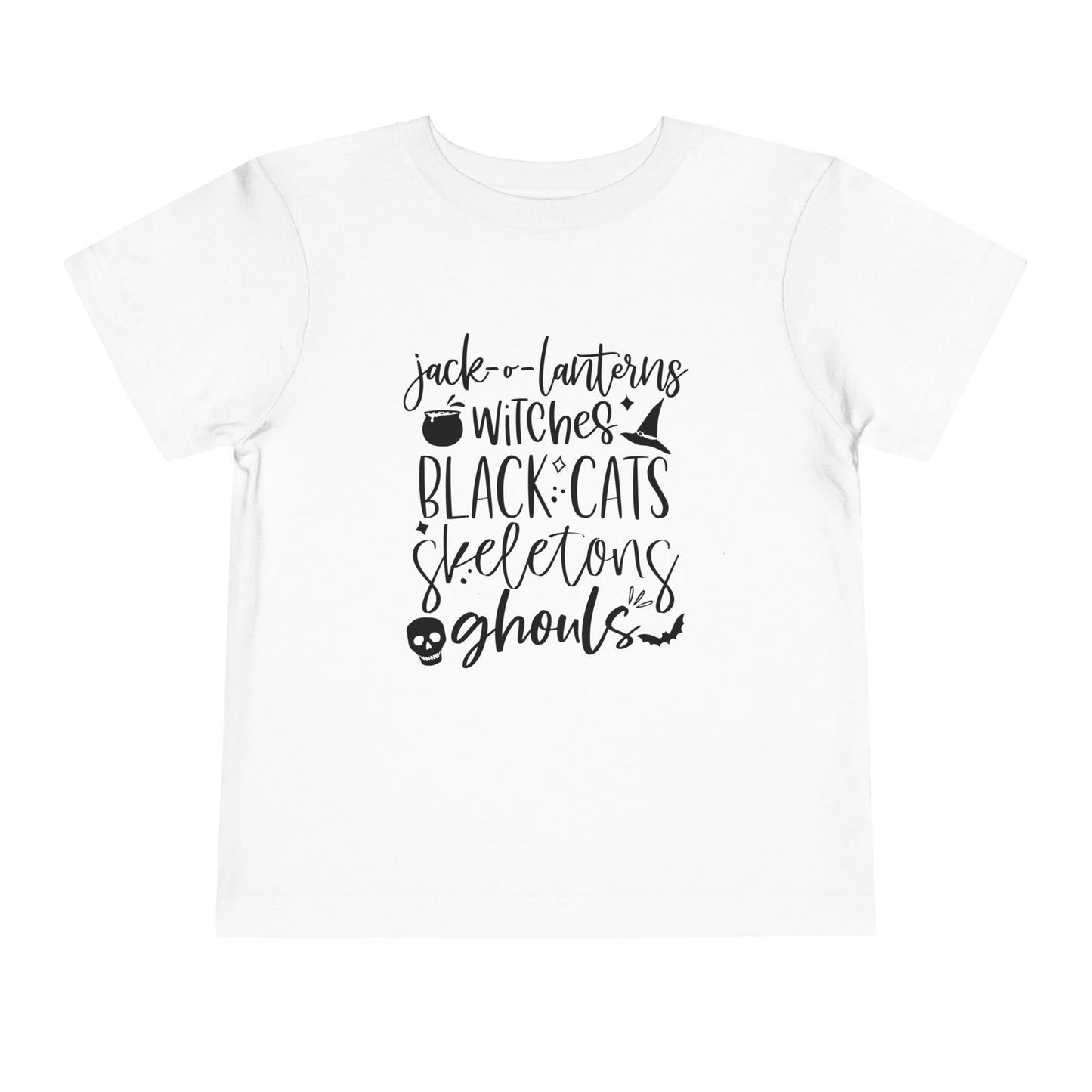 Halloween - Trick or Treat - Ghouls - Black Cat - Pumpkin - Witches - Skeletons - Toddler Short Sleeve Tee