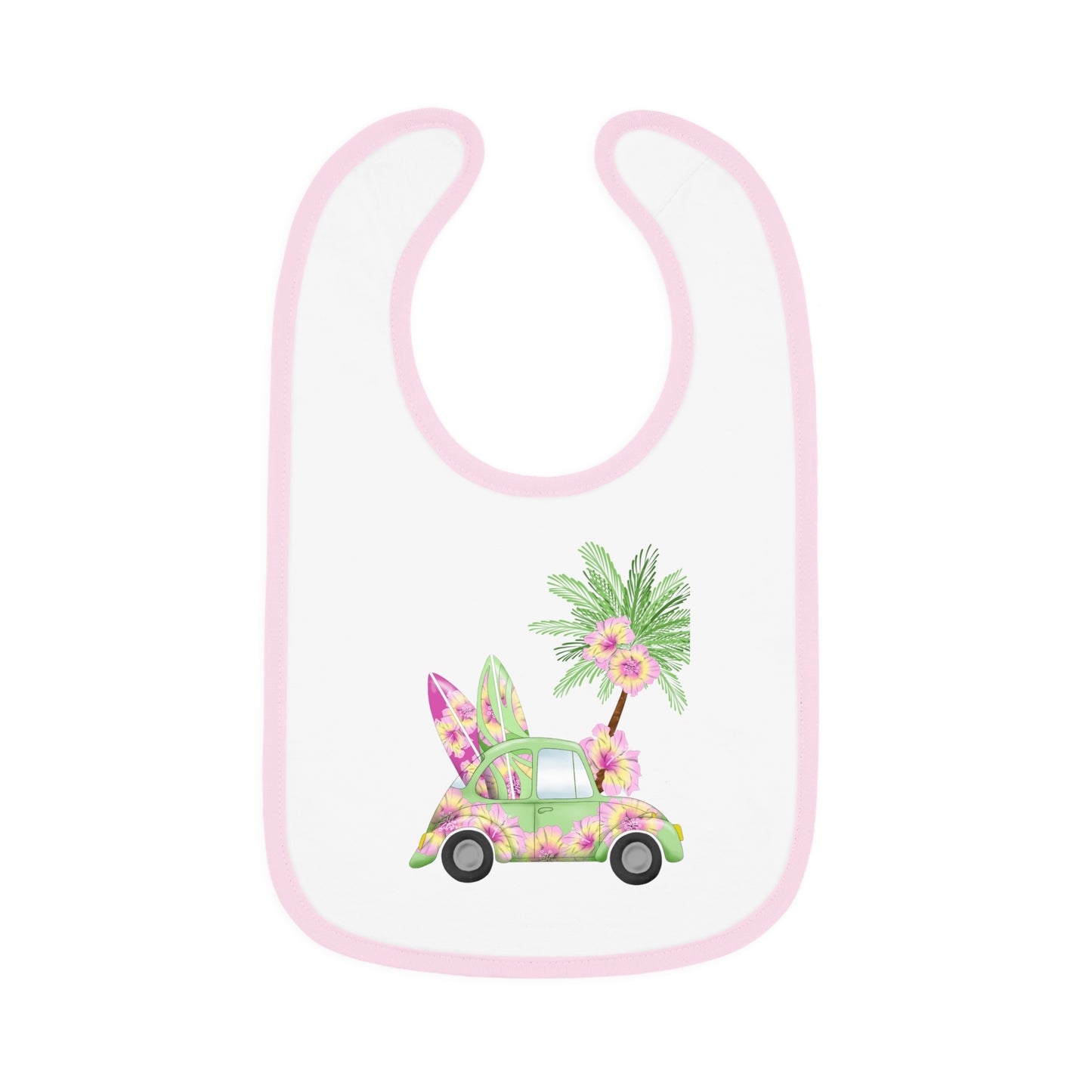 Surf's Up - Green - Baby Contrast Trim Jersey Bib