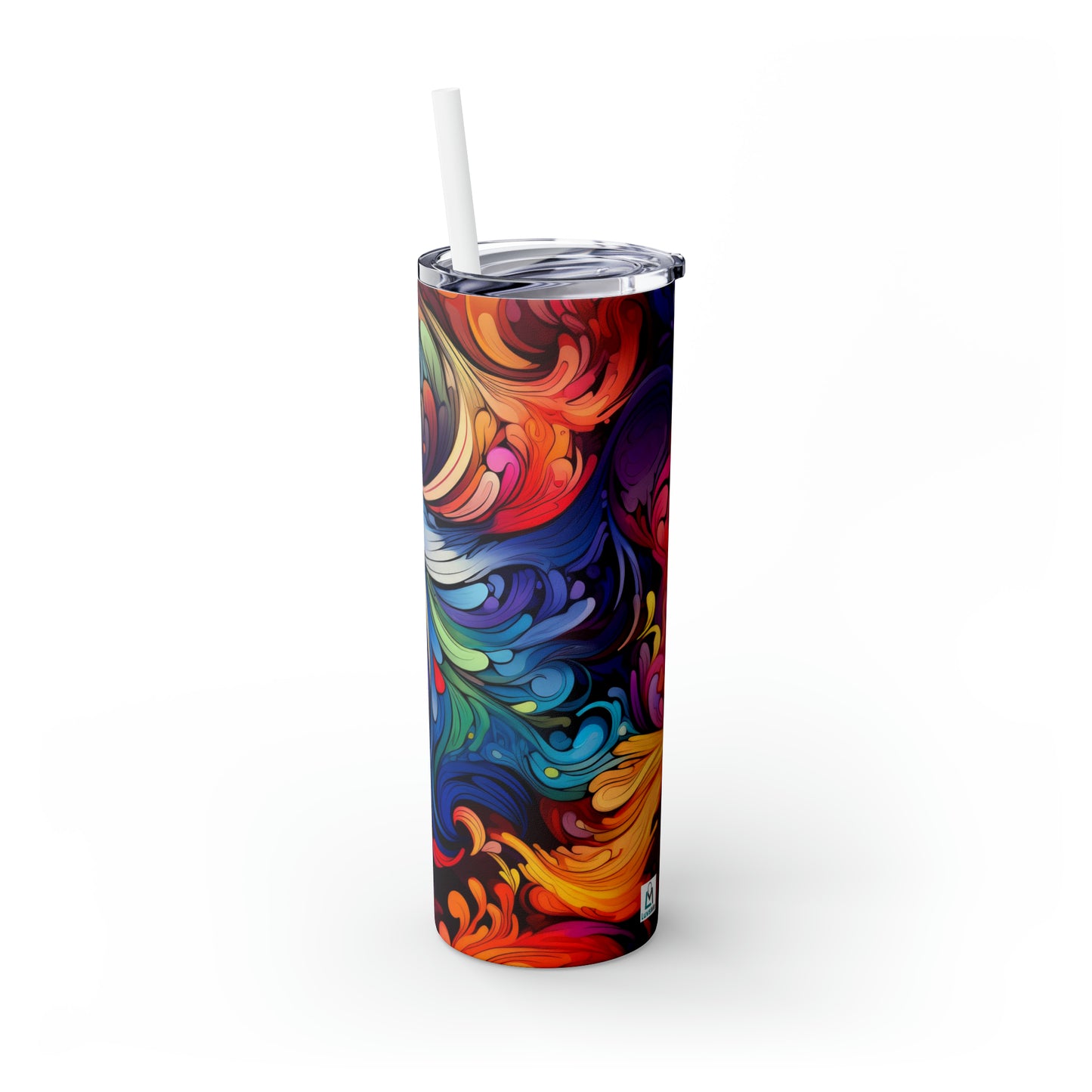 Rainbow Paisley 1.3 - Skinny Tumbler with Straw, 20oz - Stainless Steel