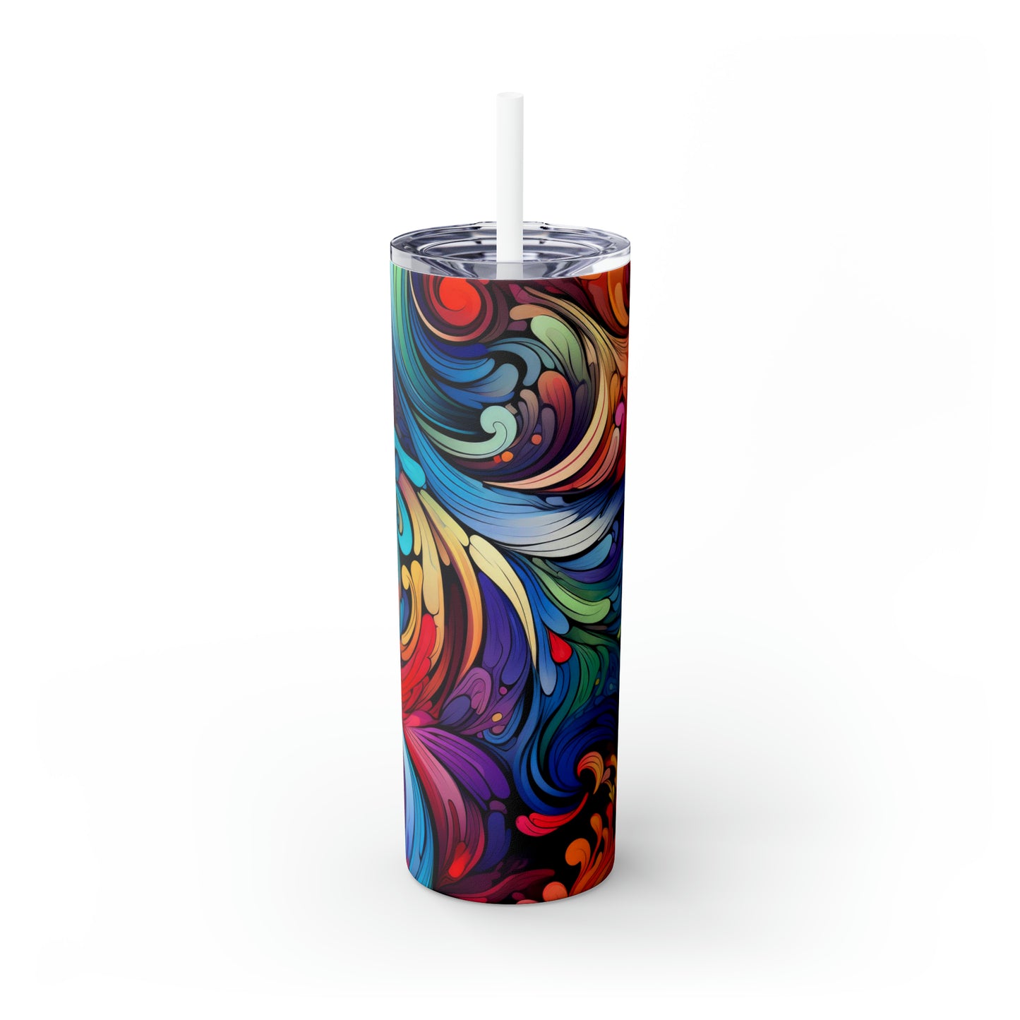 Rainbow Paisley 1.3 - Skinny Tumbler with Straw, 20oz - Stainless Steel