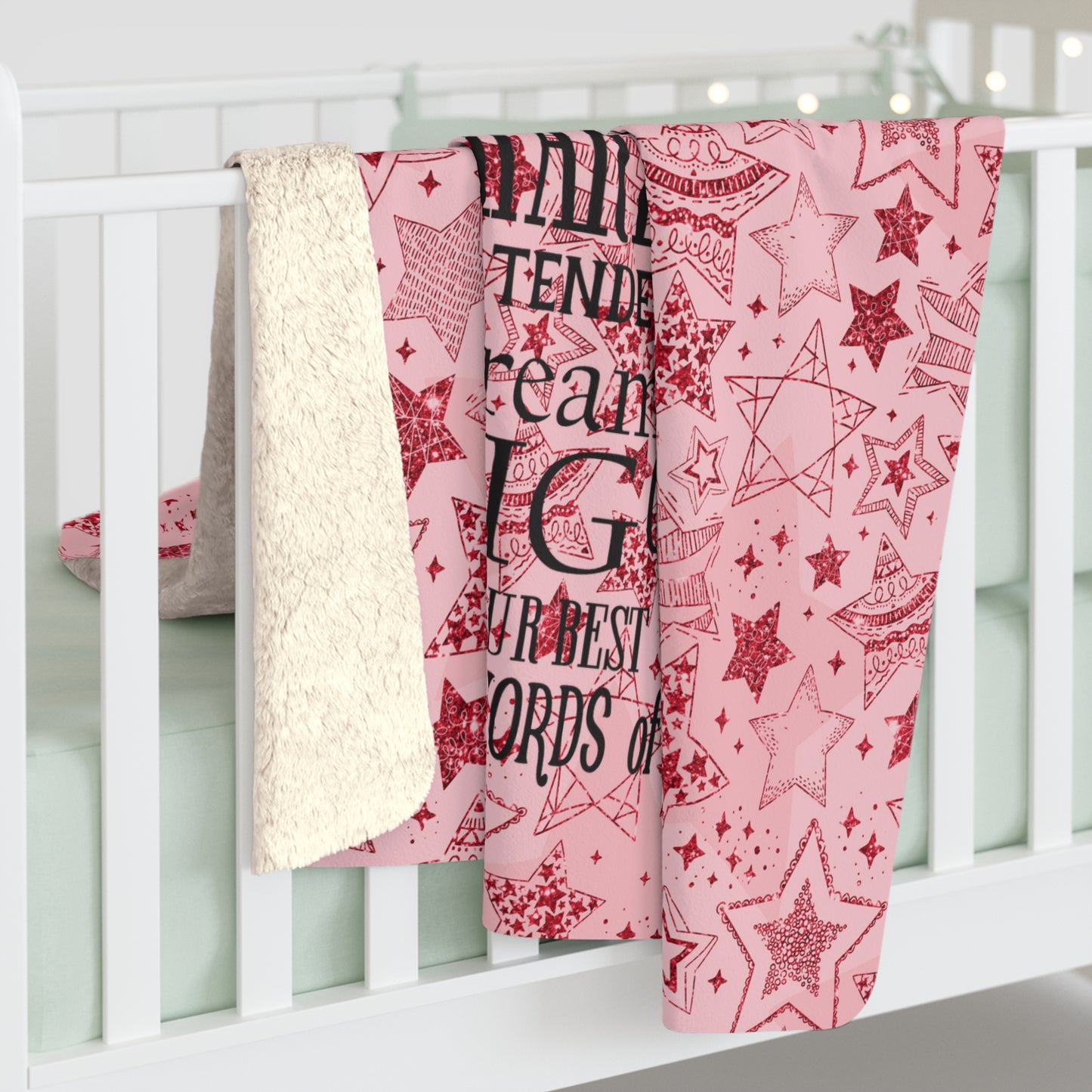 Beautiful, Cozy, Soft - Amazing Family Rules - Vintage Sign - Red Stars - Sherpa Fleece Blanket