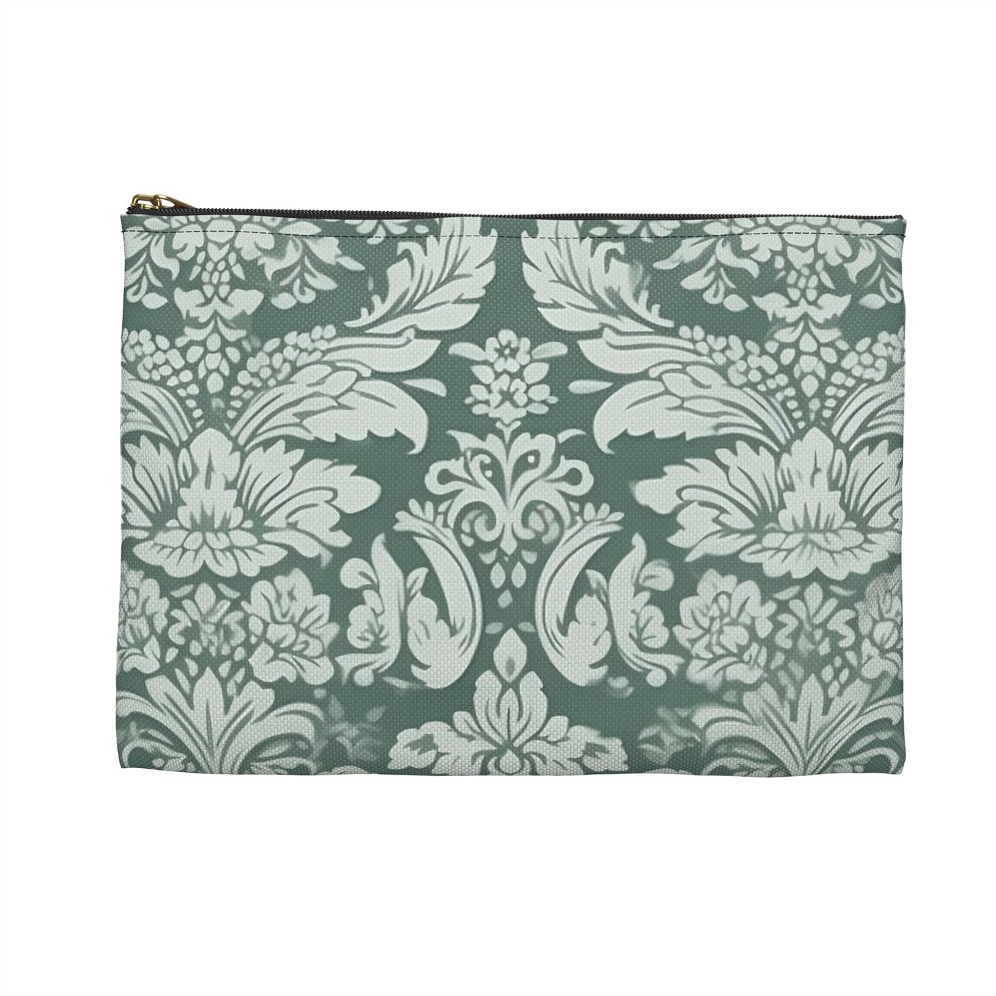Vintage Green Damask 14 - Accessory Pouch / Makeup Case / Travel Pouch / Pencil case / Art Case