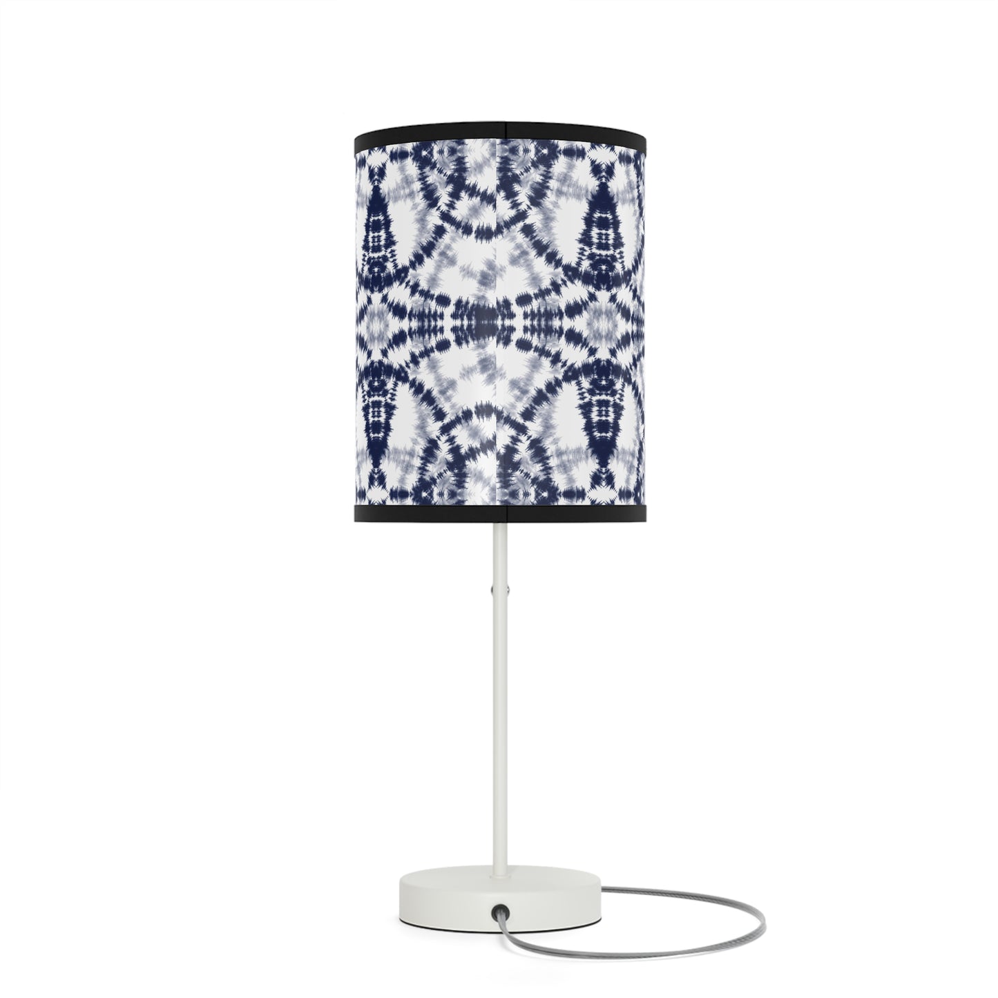 White and Navy Batik - Lamp on a Stand, US|CA plug