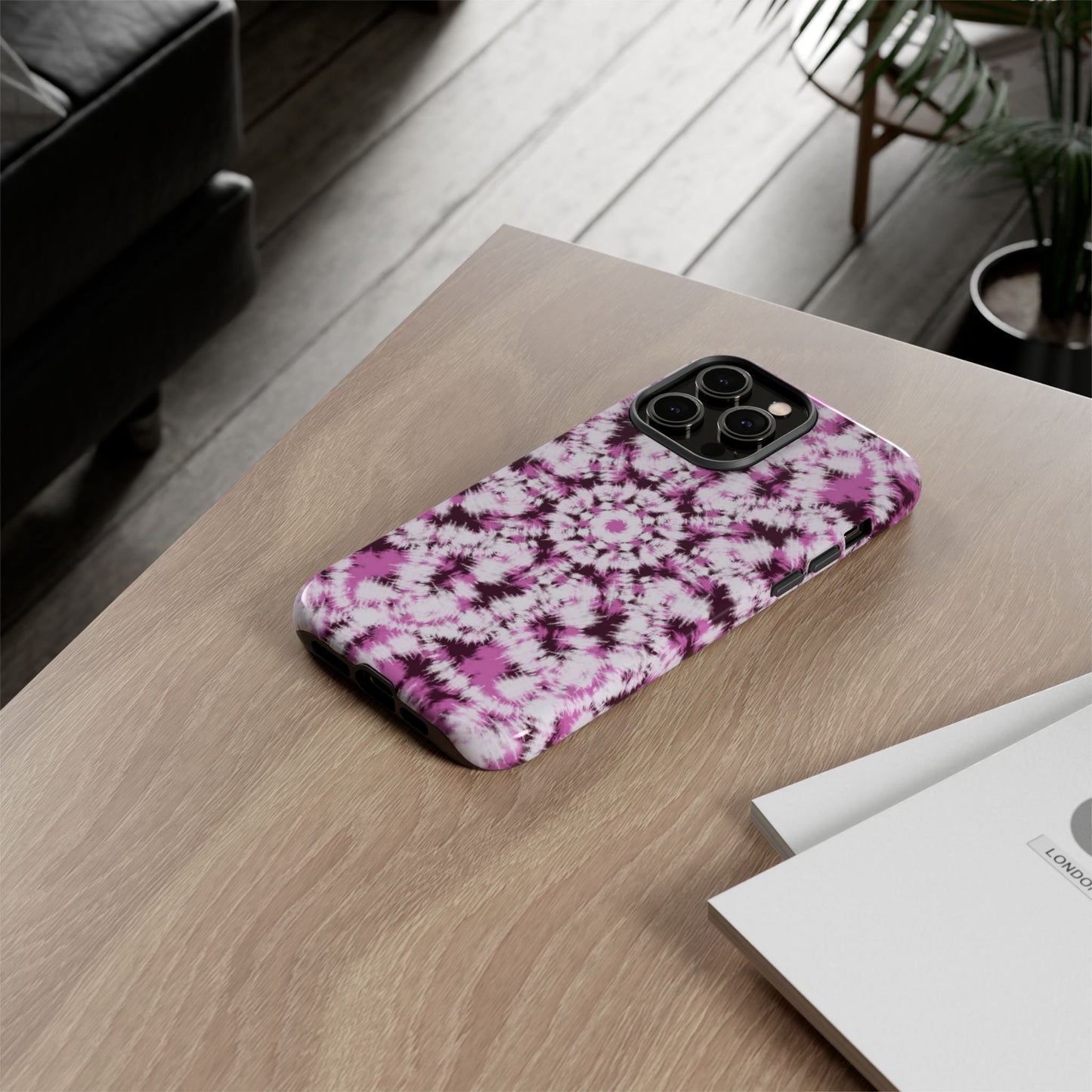 iPhone 14, 1Phone 14 Pro, iPhone 14 Plus, iPhone 14 Pro Max - Purple and White Batik - Tough Phone Cases
