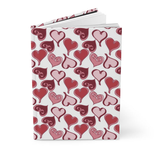 Beautiful Hearts - Pink, Red, and White - Hardcover Lined Journal Matte