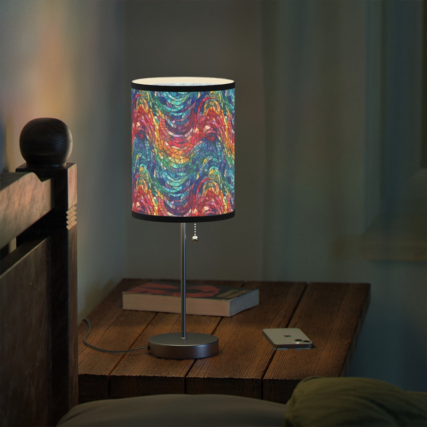 Beautiful and Vibrant - Gemstone Swirl Mosaic 17 - Lamp on a Stand, US|CA plug