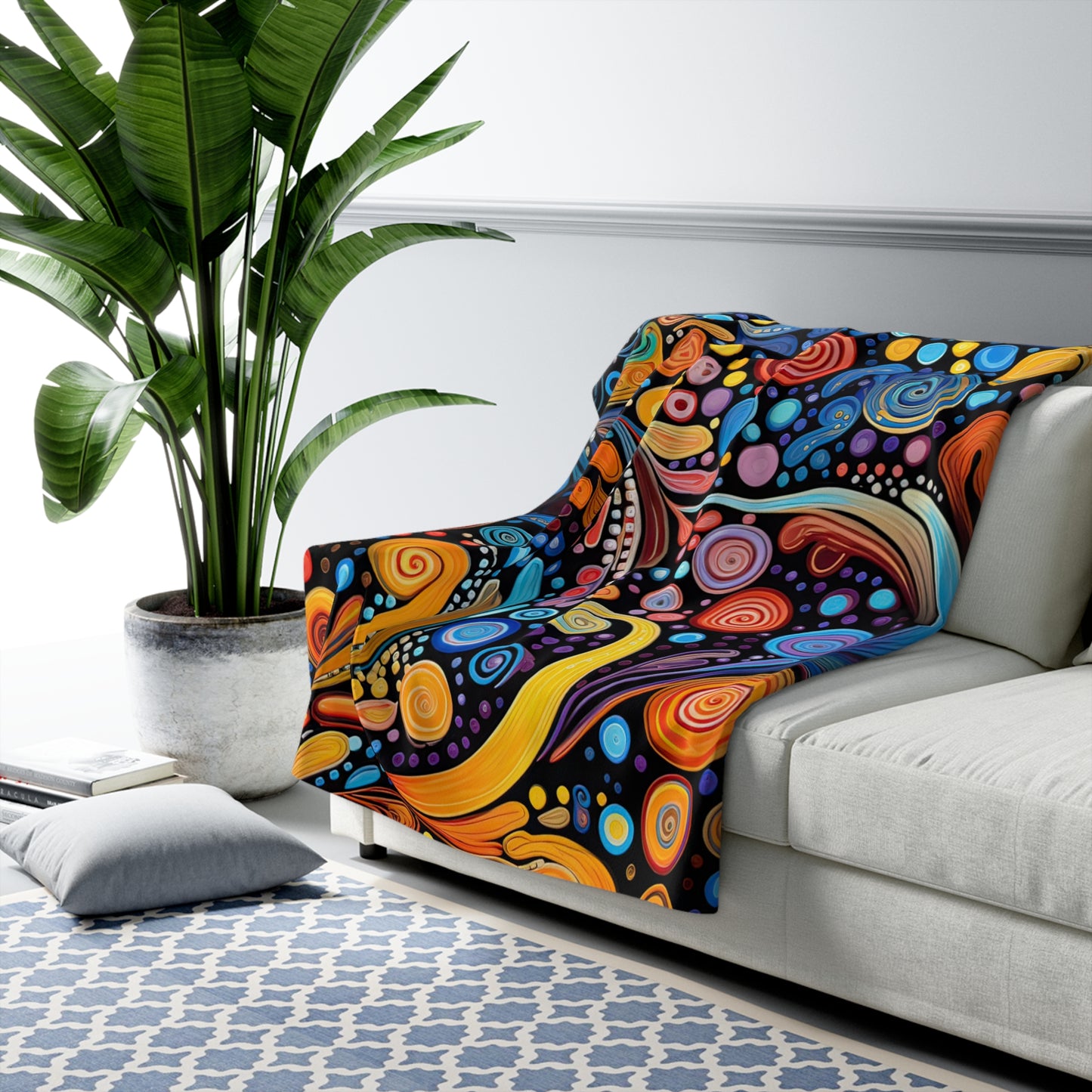 Beautiful, Cozy, Soft - Amazing Colorful Psychedelic Swirls 1.6 -  Sherpa Fleece Blanket