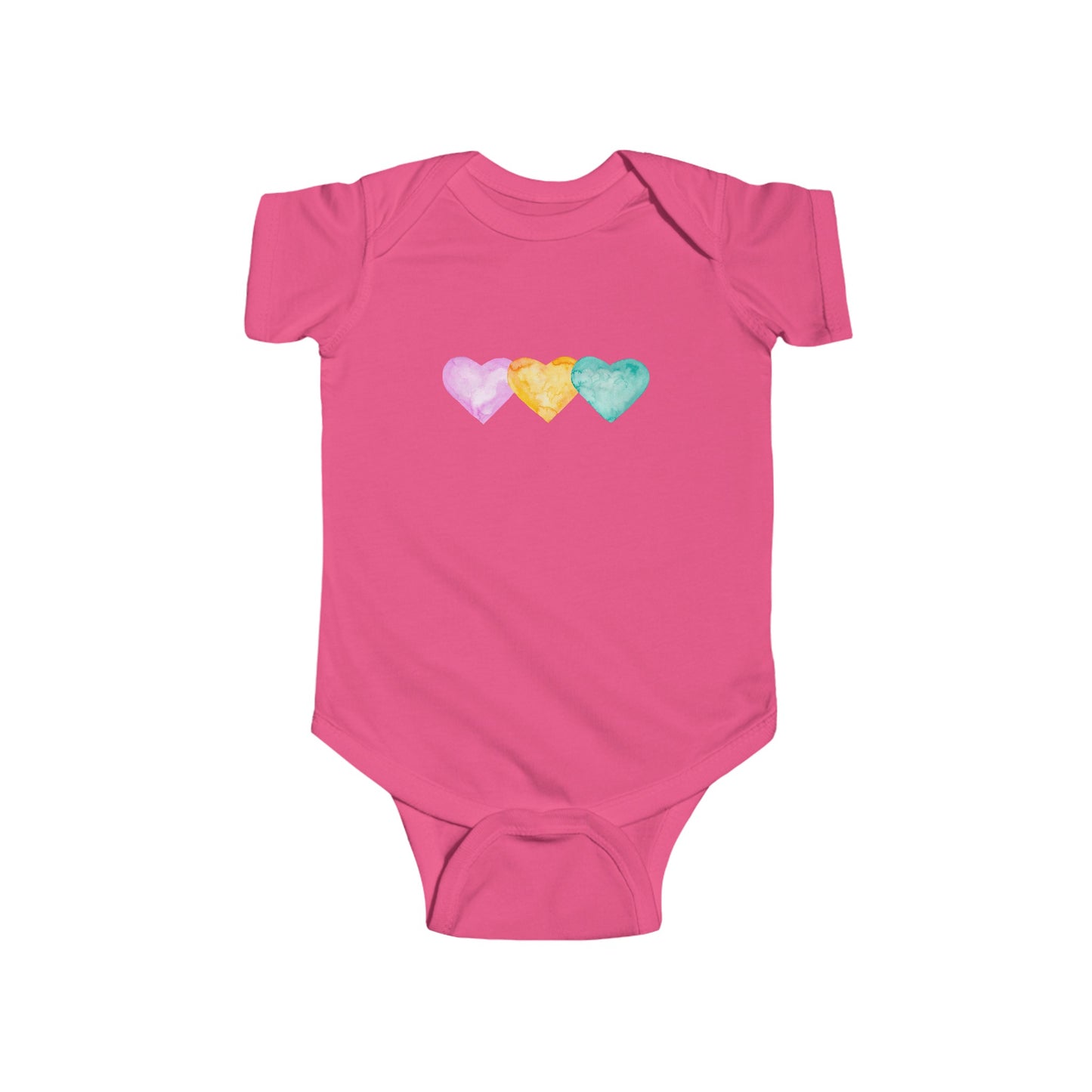 Three Watercolor Hearts - Infant Fine Jersey Bodysuit