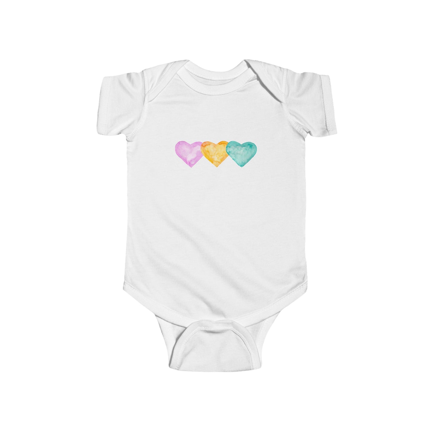 Three Watercolor Hearts - Infant Fine Jersey Bodysuit