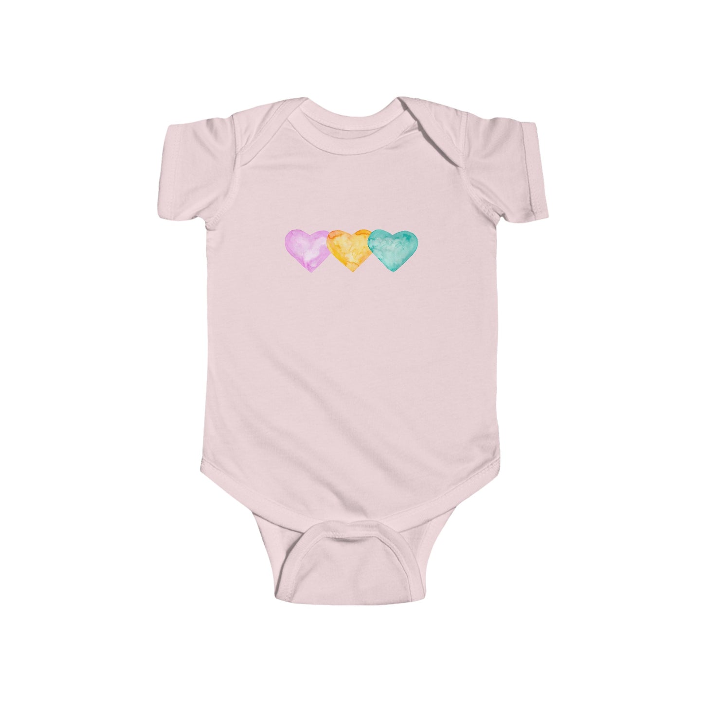 Three Watercolor Hearts - Infant Fine Jersey Bodysuit