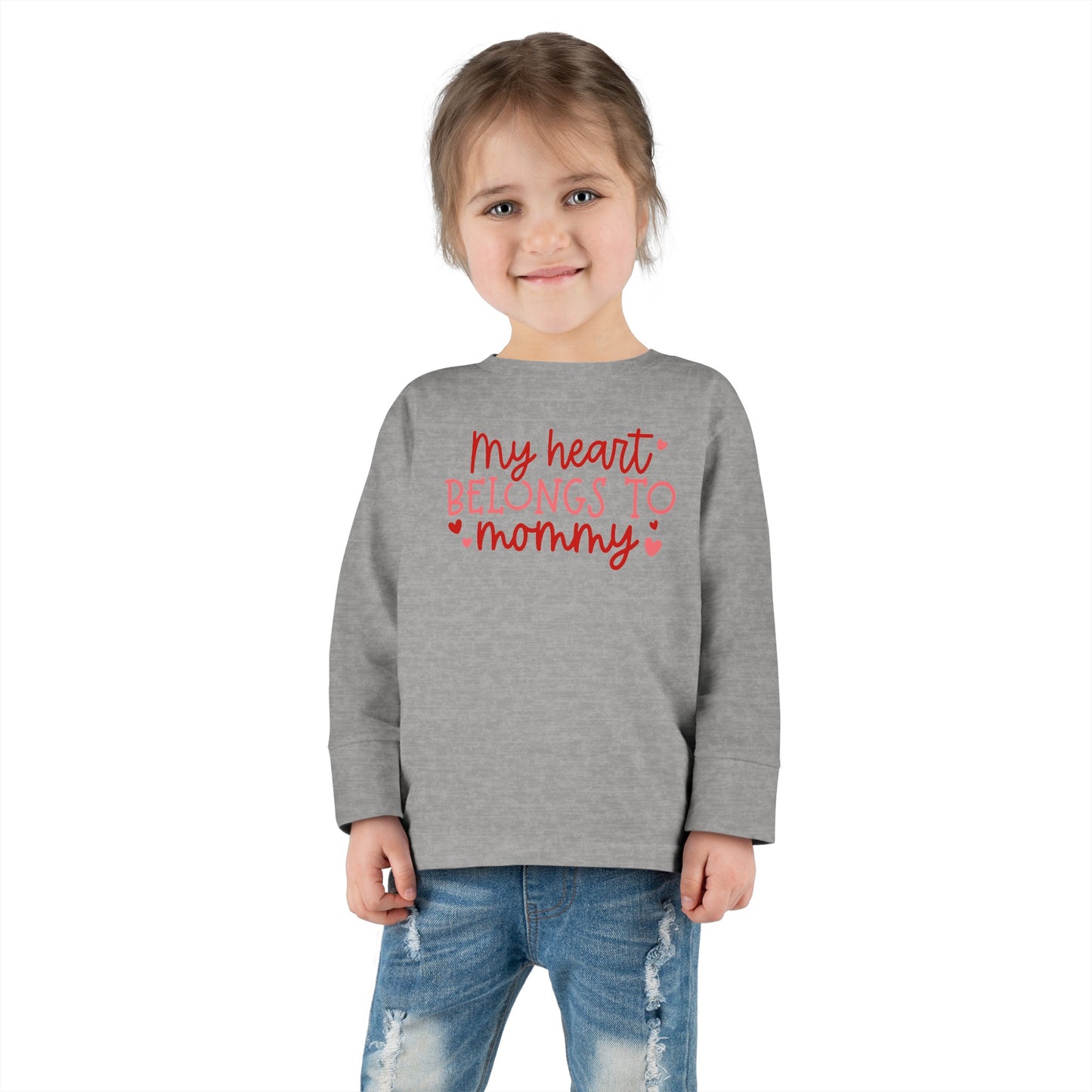 My Heart Belongs to Mommy - Hearts - Toddler Long Sleeve Tee