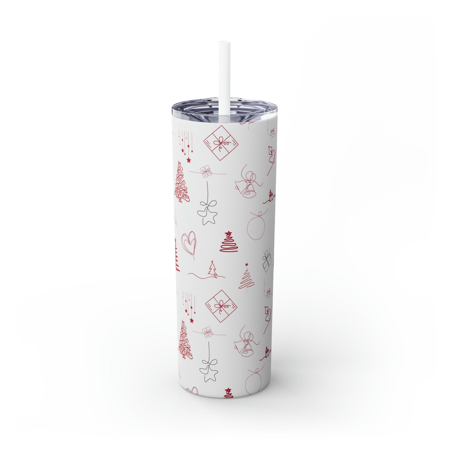 Amazing Hand Drawn Christmas - Skinny Tumbler with Straw, 20oz - Stainless Steel