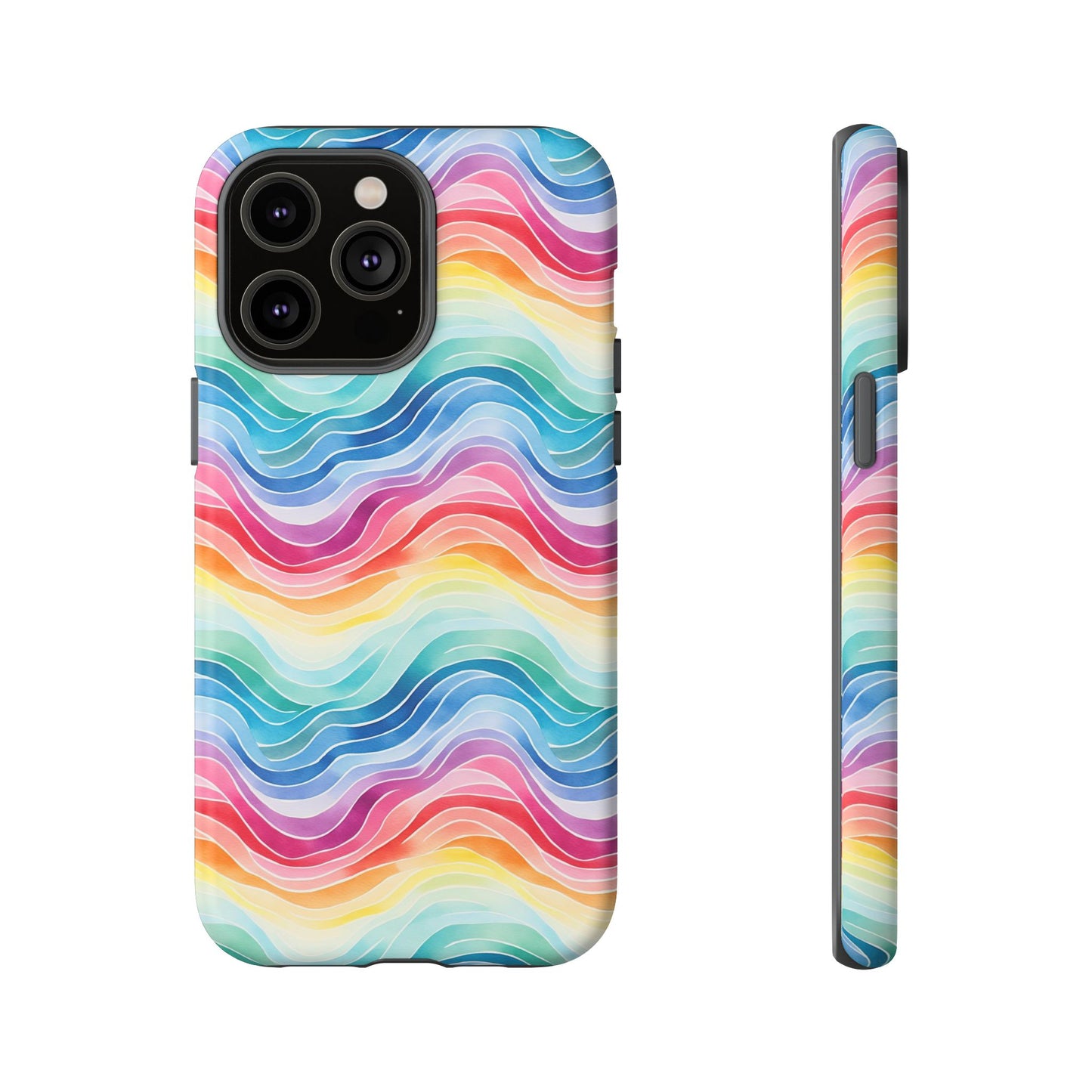 iPhone 14, 1Phone 14 Pro, iPhone 14 Plus, iPhone 14 Pro Max - Rainbow Wave - Tough Phone Cases