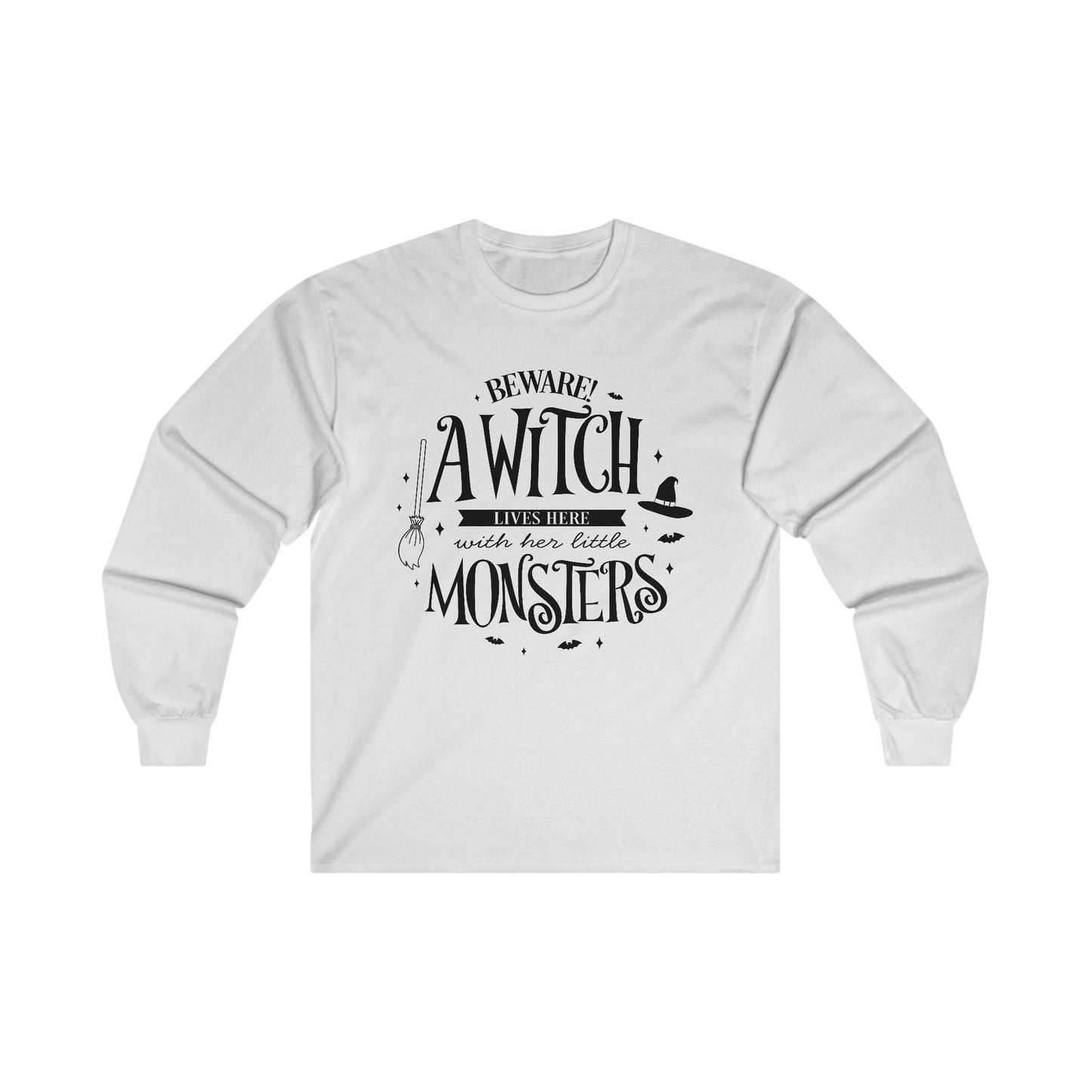 Halloween - A Witch Lives Here with Her Little Monsters - Trick or Treat - Ultra Cotton Long Sleeve Tee