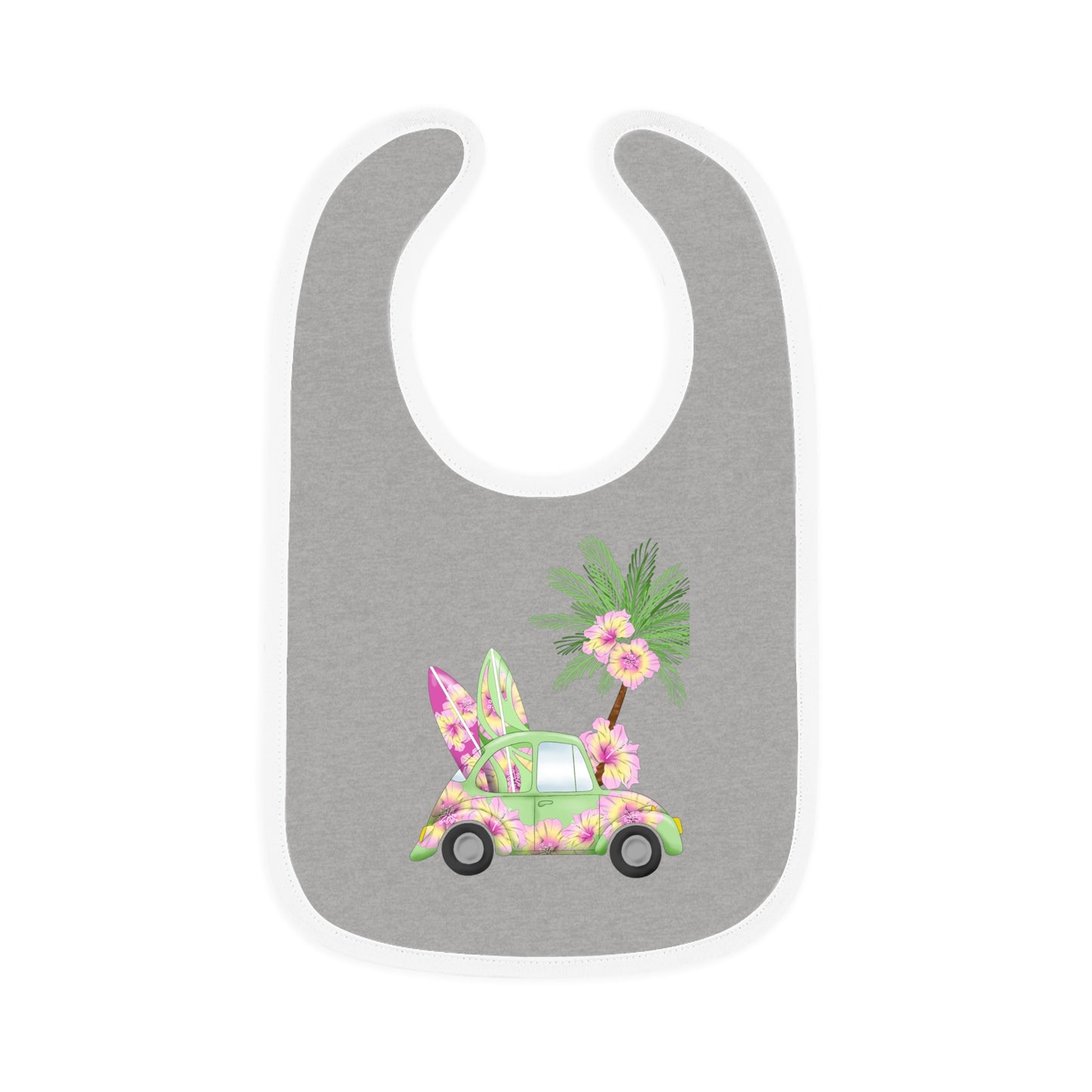 Surf's Up - Green - Baby Contrast Trim Jersey Bib