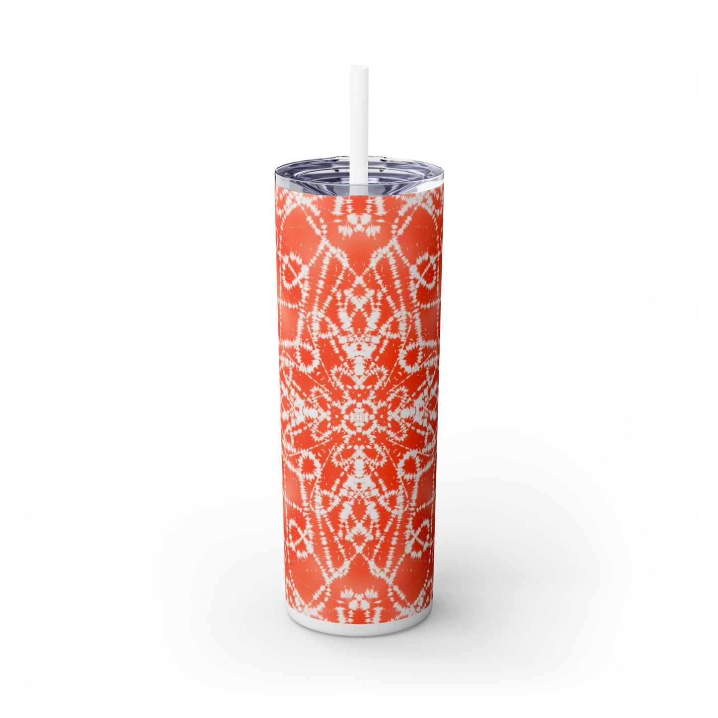 Batik - Orange - Skinny Tumbler with Straw, 20oz - Stainless Steel