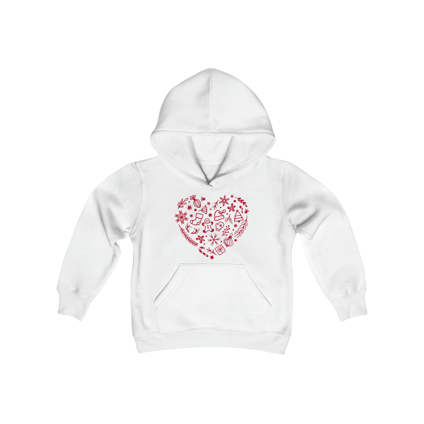 Christmas Doodles Heart - Funny Christmas - Hand Drawn - Funny Christmas - Fun Winter - Youth Heavy Blend Hooded Sweatshirt