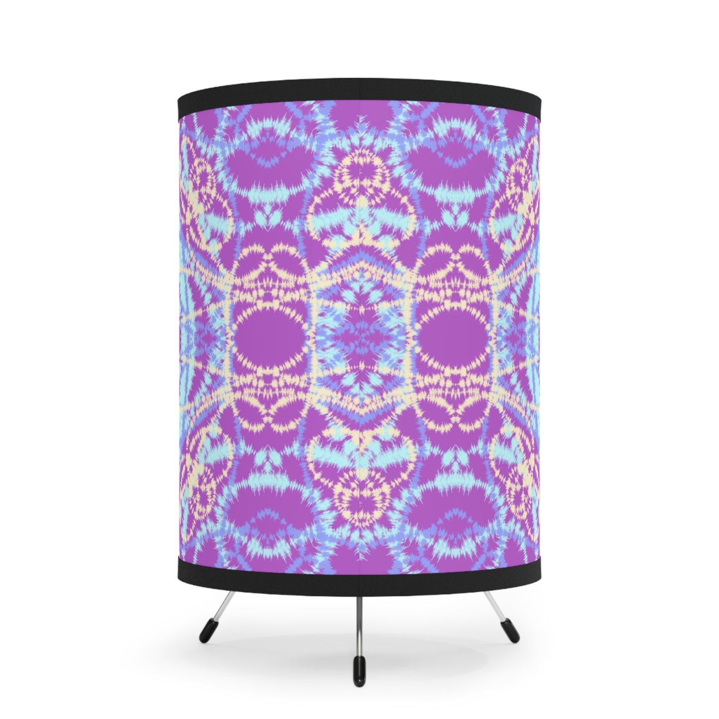 Purple and Blue Tie Dye - Tripod Lamp with High-Res Printed Shade, US\CA plug