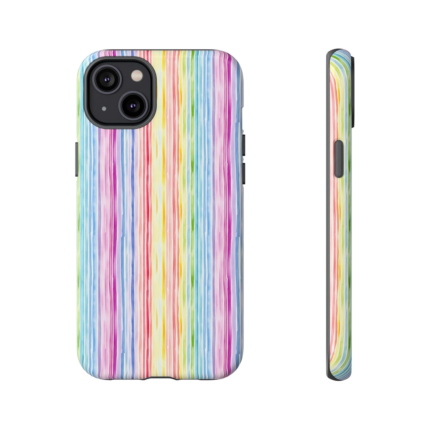 iPhone 14, 1Phone 14 Pro, iPhone 14 Plus, iPhone 14 Pro Max - Pastel Rainbow Vertical Stripes - Tough Phone Cases