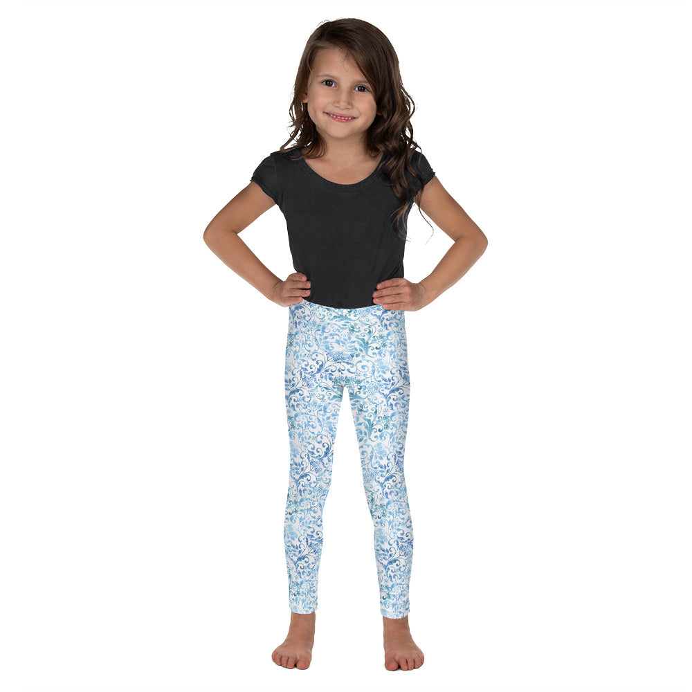 White with Blue Winter 7 - Kid's Leggings