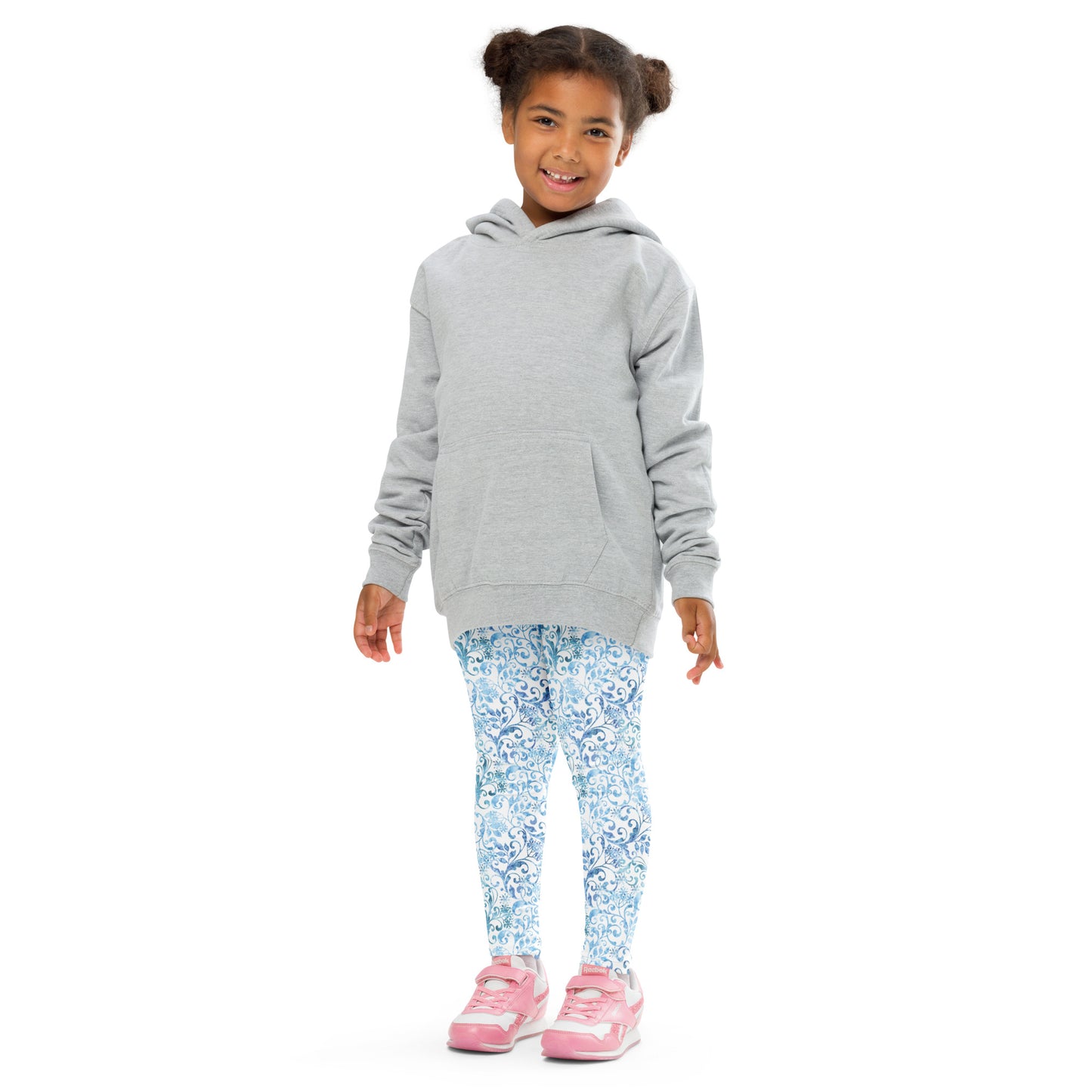 White with Blue Winter 7 - Kid's Leggings