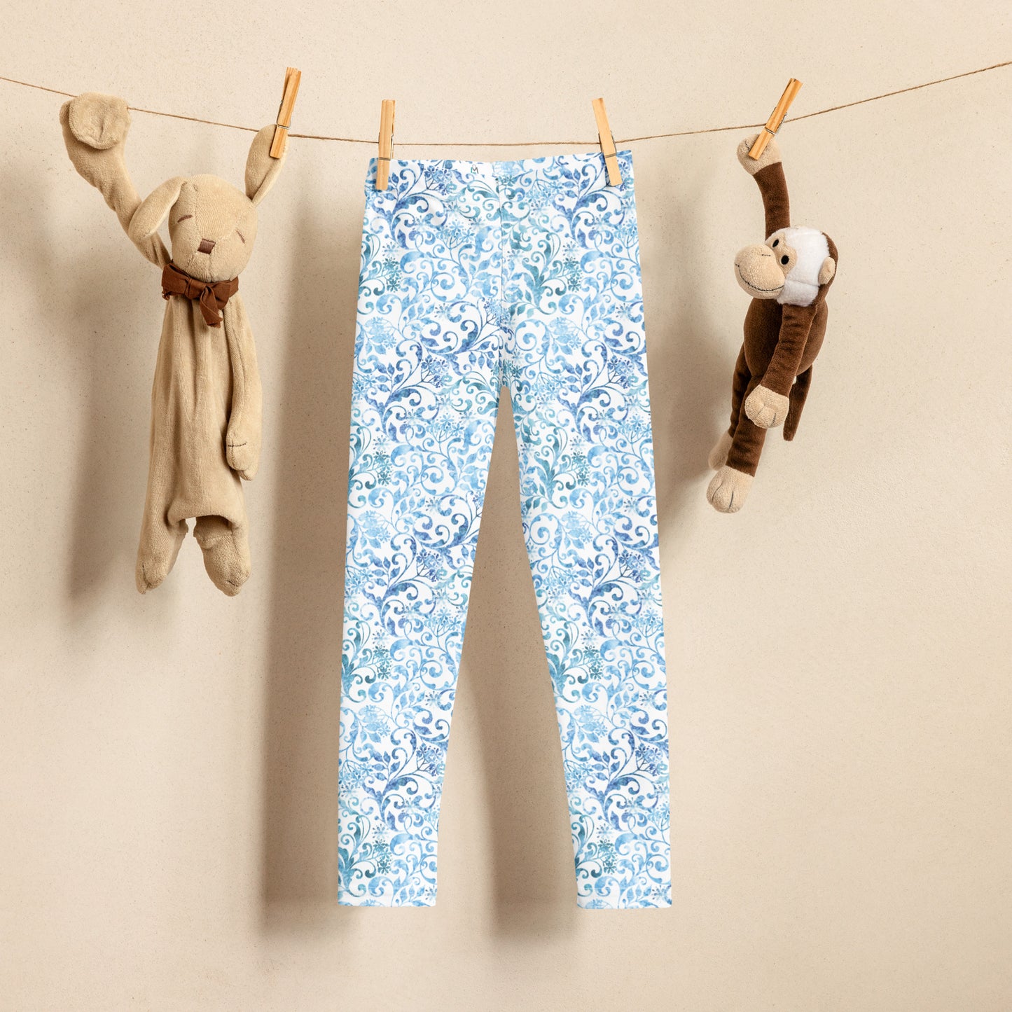 White with Blue Winter 7 - Kid's Leggings