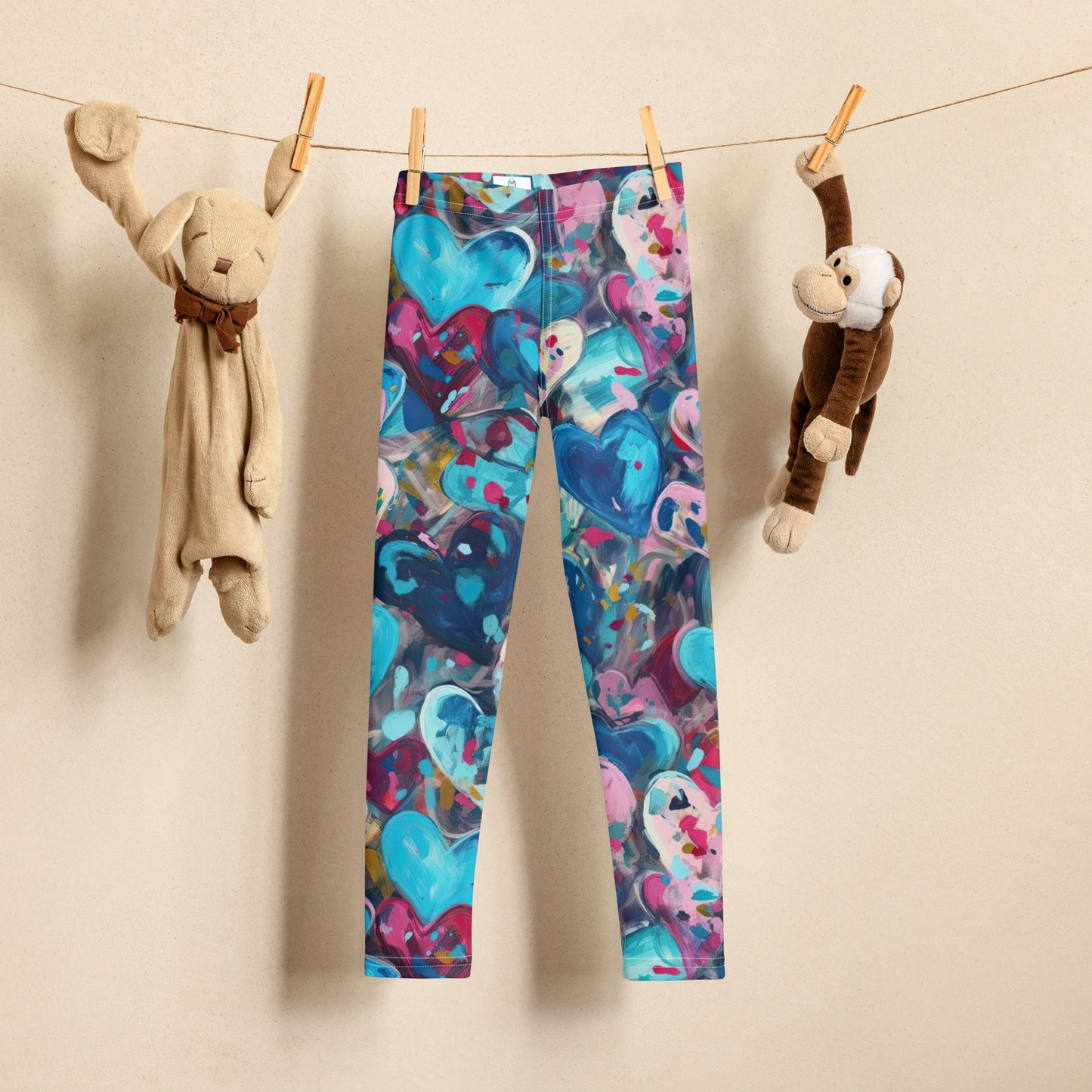 Blue Painted Hearts - Kid's Leggings