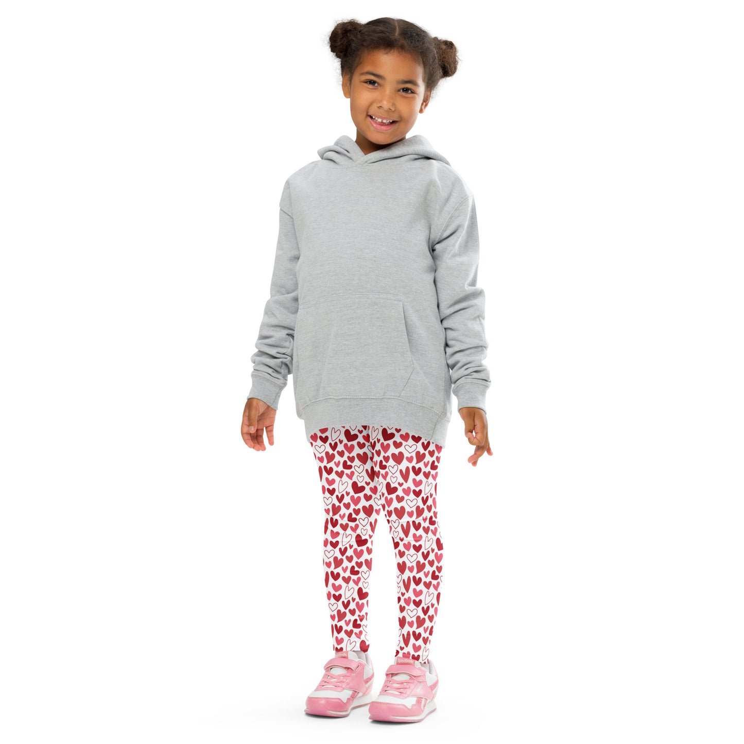 Hand Drawn Red, Pink, and White Hearts - Kid's Leggings