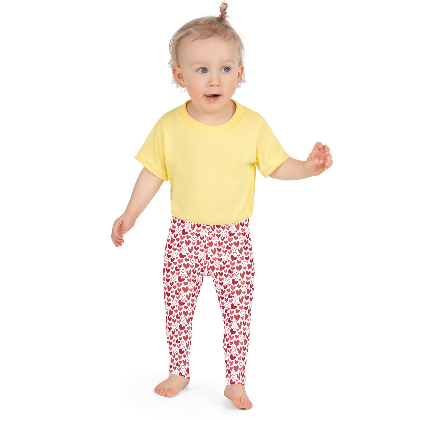 Hand Drawn Red, Pink, and White Hearts - Kid's Leggings