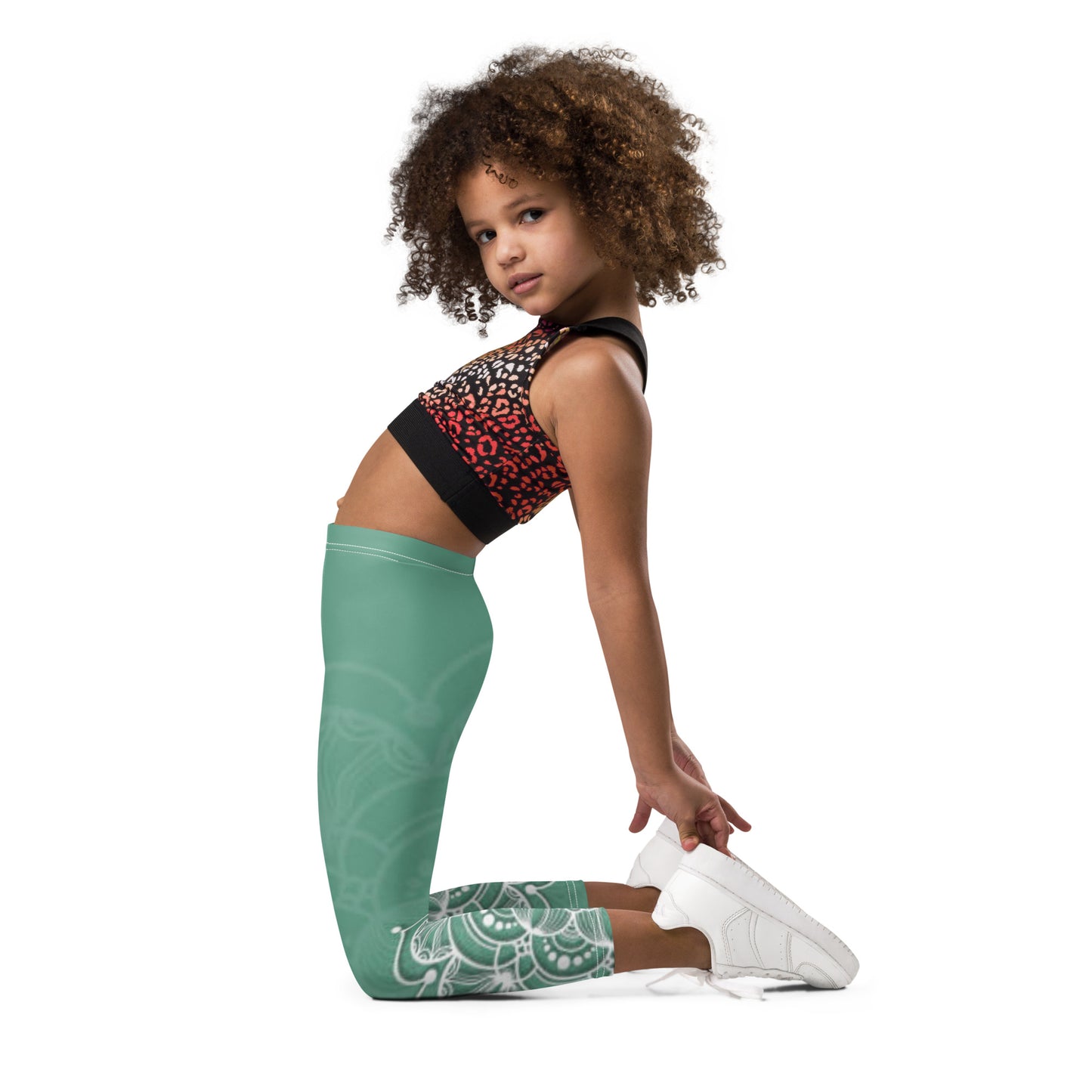 Green with White Mandala - Cute and Comfy - Kid's Leggings